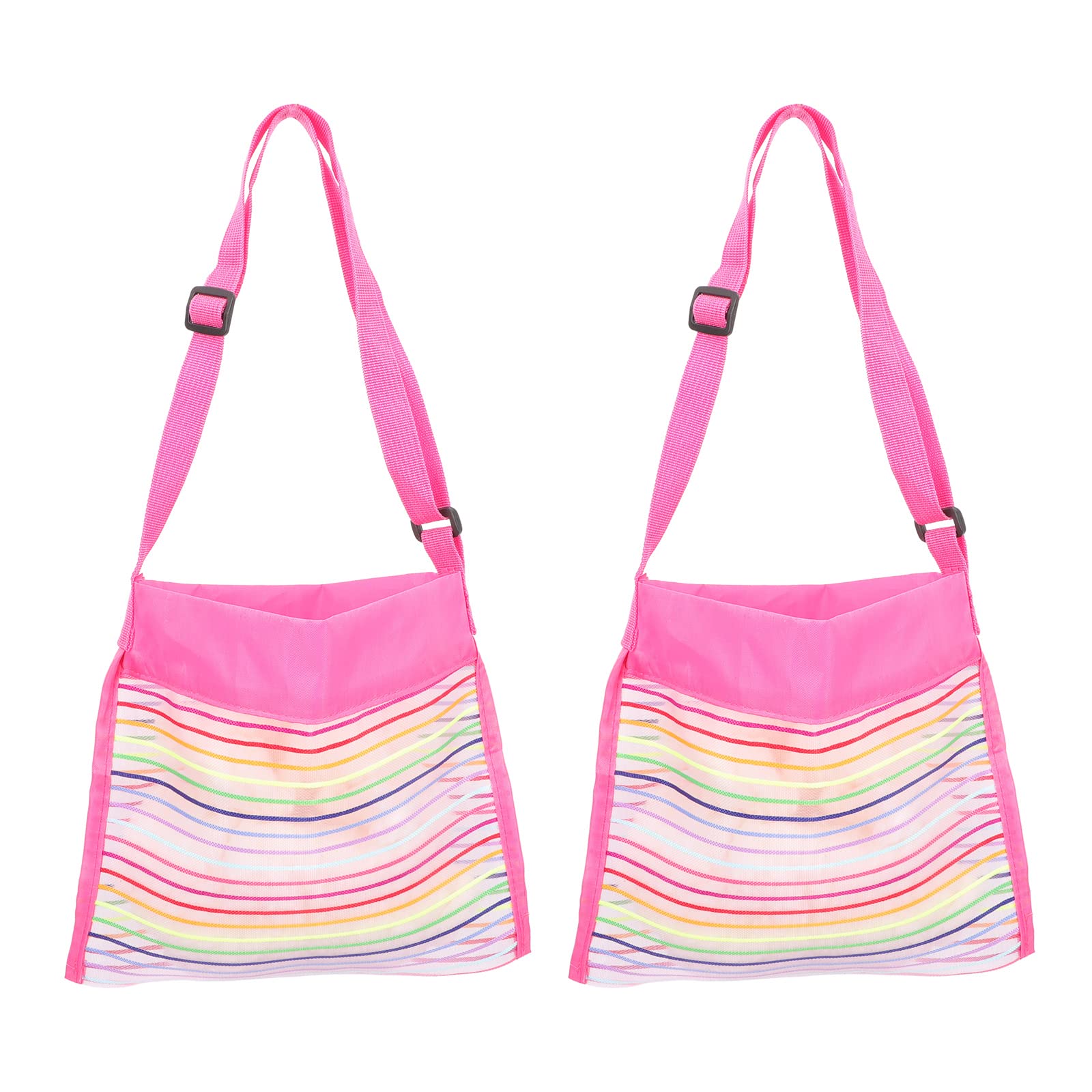 Cabilock 2Pcs Rainbow Beach Toys Mesh Storage Bags - Portable Waterproof Toiletries Organizer for Kids, Travel Tote & Outdoor Sand Toys - Perfect for Beach Trips, Pool Parties & Summer Vacations