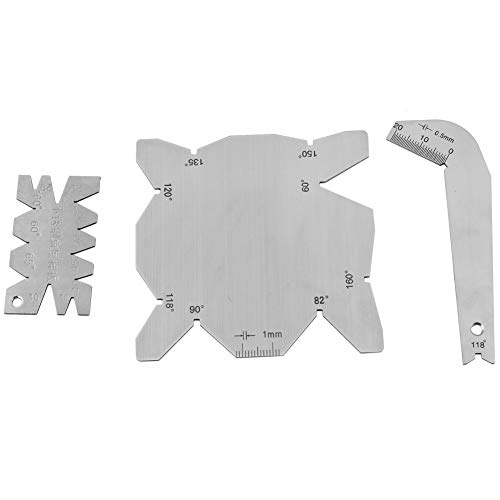 3-Piece Stainless Steel Drill Bit Angle Gauge Set - Precision Drill Sharpener Tool with Angle Measuring Gauge - Perfect for Woodworking, Metalworking & DIY Projects