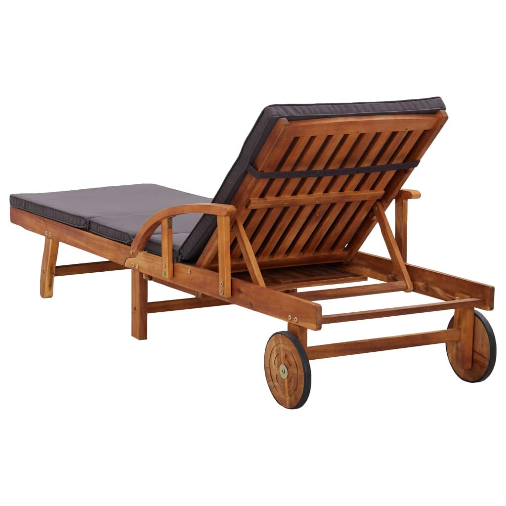 Premium Acacia Wood Outdoor Chaise Lounge Chair with Cushions - Adjustable Reclining Patio Sun Lounger 78.7