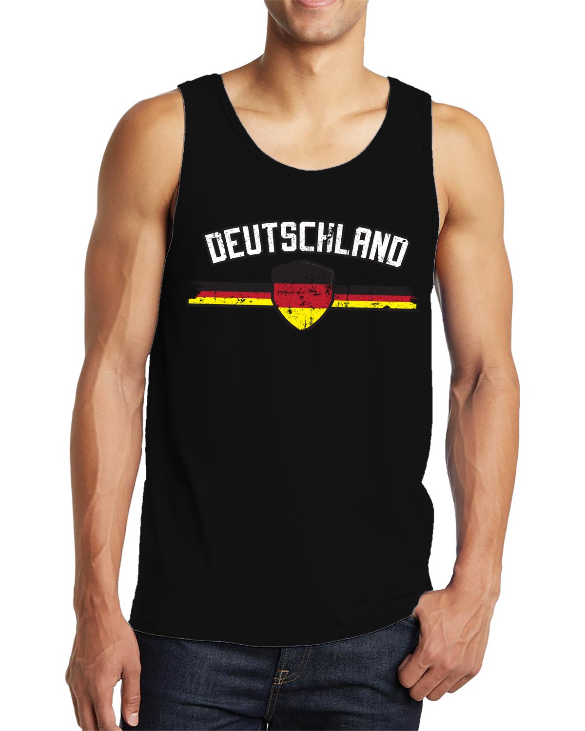 SpiritForged Apparel Vintage Germany Crest Men's Muscle Tank Top - Gym Workout & Summer Streetwear Fashion