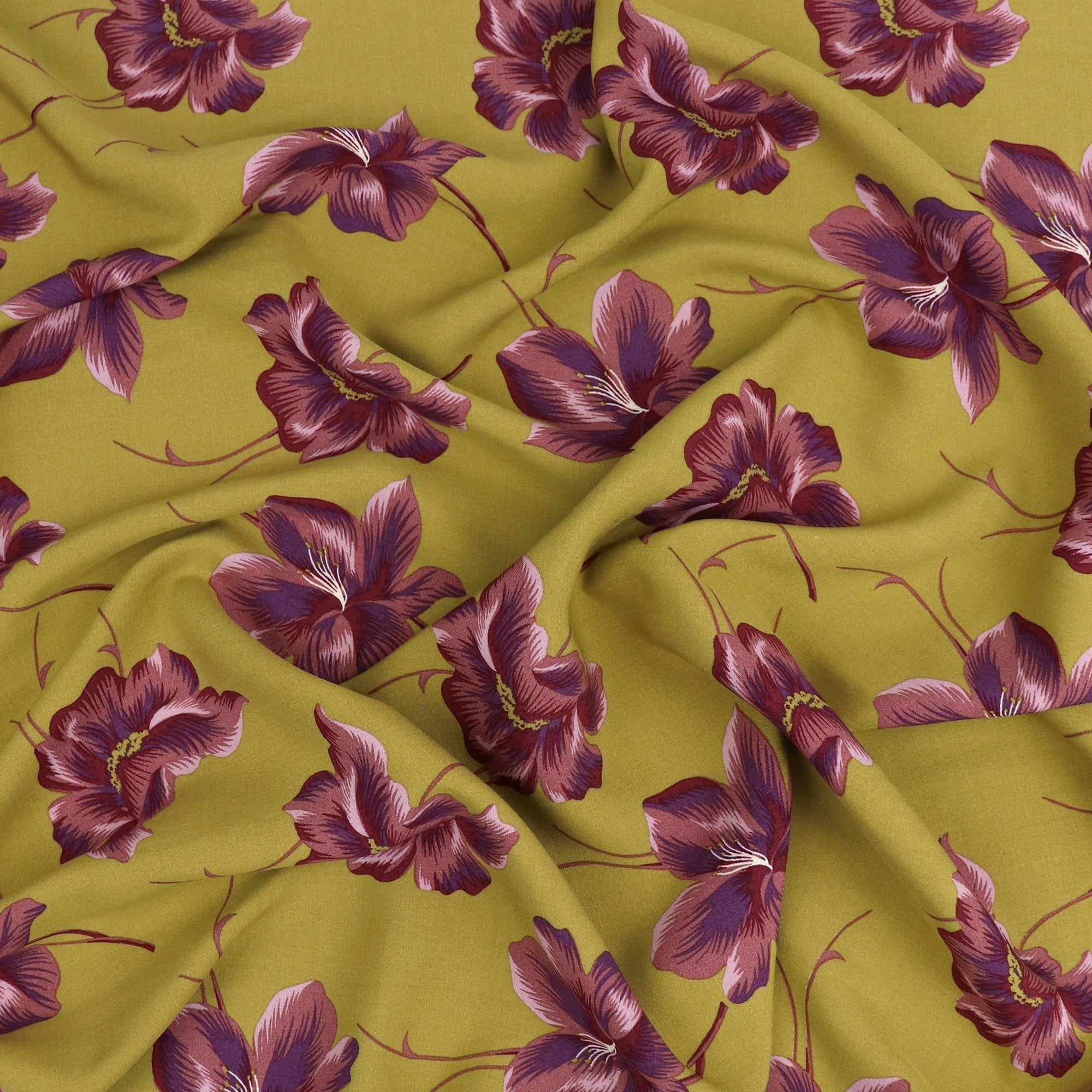 Viscose Lawn Fabric - Autumn Flower Print - 85cm Wide - Perfect for Dresses, Skirts & Summer Apparel