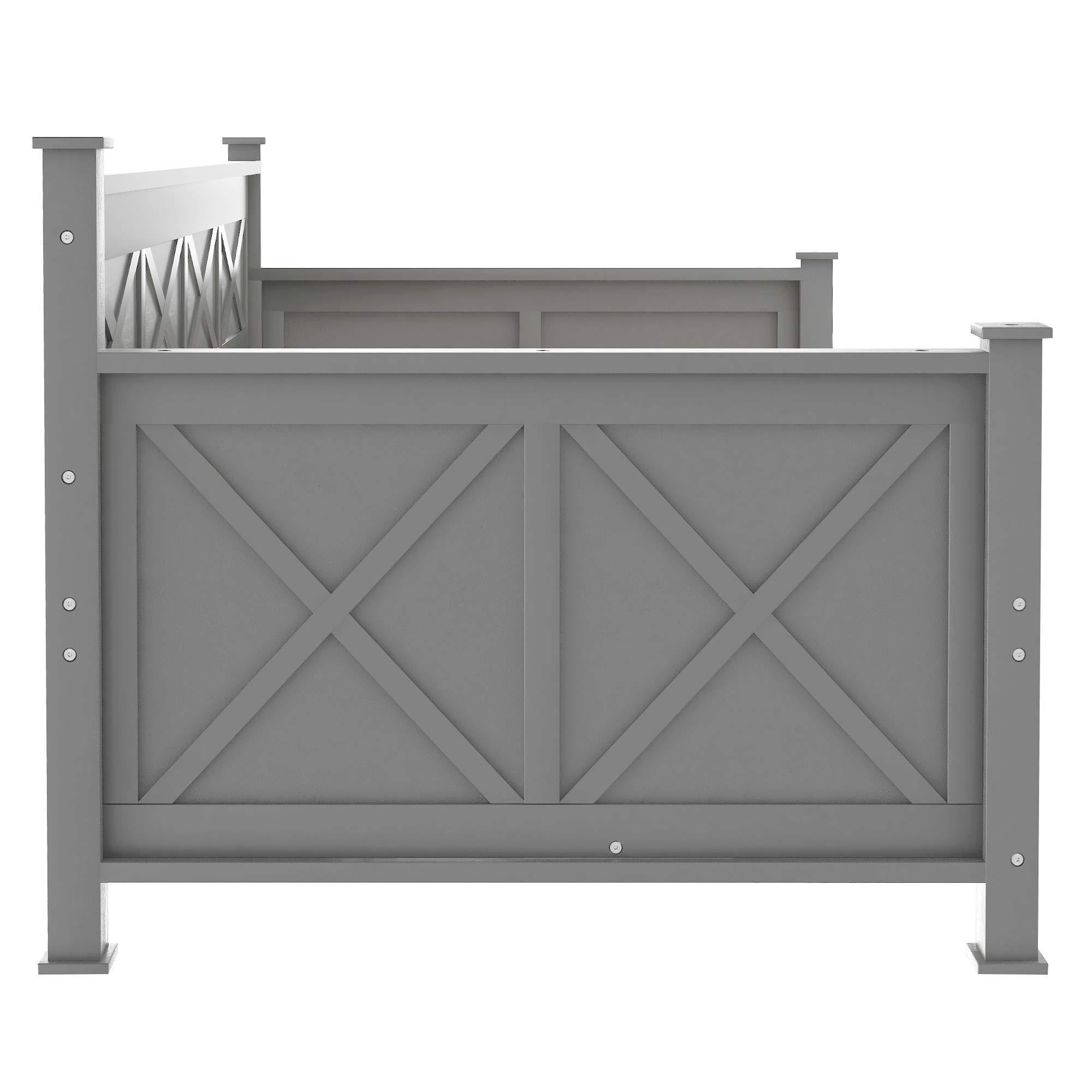 Twin Daybed with Storage Drawers, X-Frame Sofa Bed for Bedroom & Living Room - Grey