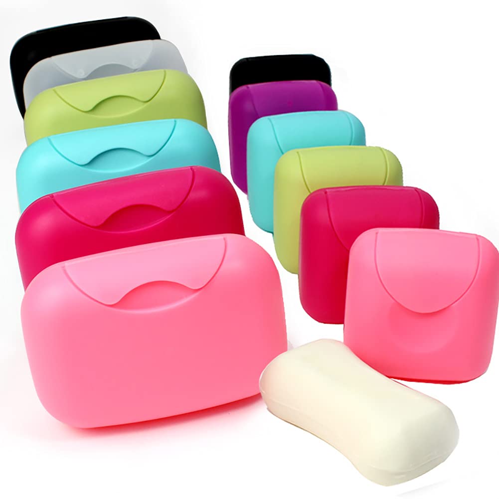 ZaH Macarons Soap Box - Travel Soap Holder Case for Shampoo, Conditioner & Shower Essentials - Compact Storage for Hand Soap & Small Towel (Large, Black) - Perfect for Travel, Gym & Bathroom Organization