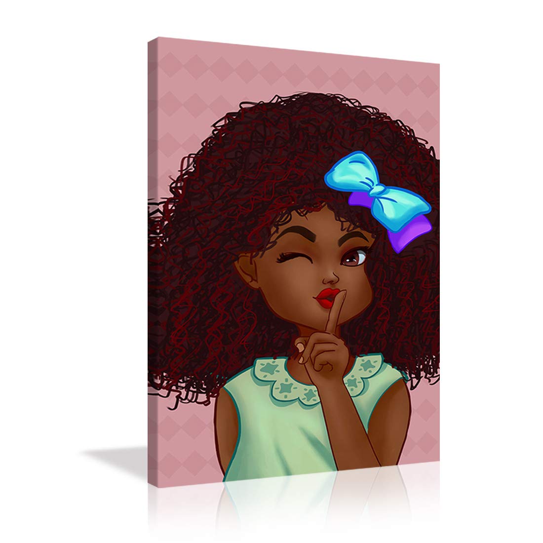 African Woman Wall Art - Black Hair Print Painting for Bedroom & Gifts