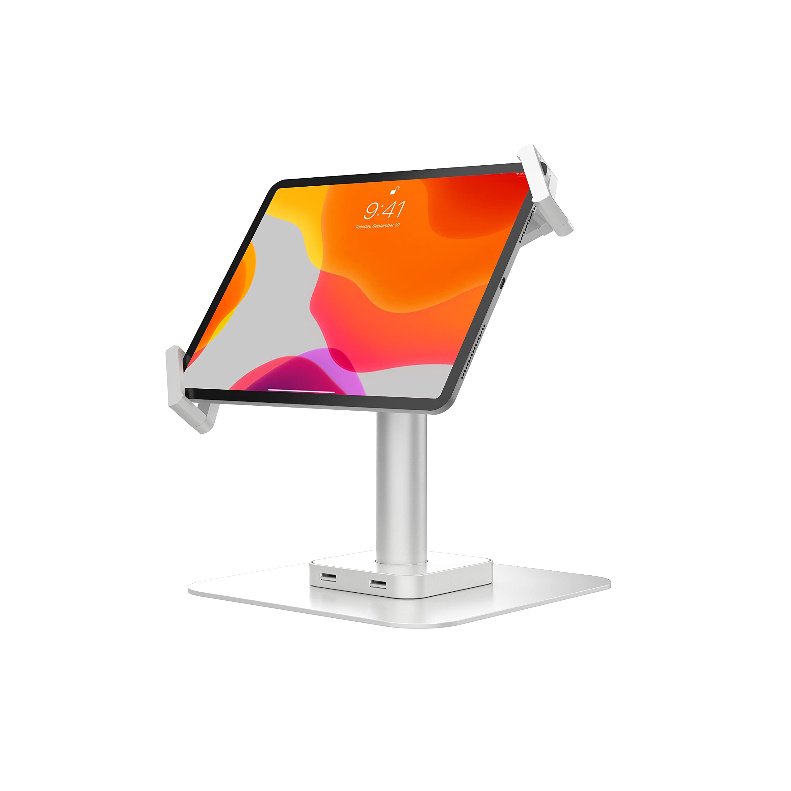 Universal Tablet Desk Mount with 2-Port USB Hub - Adjustable Holder for iPad 8th Gen 10.2