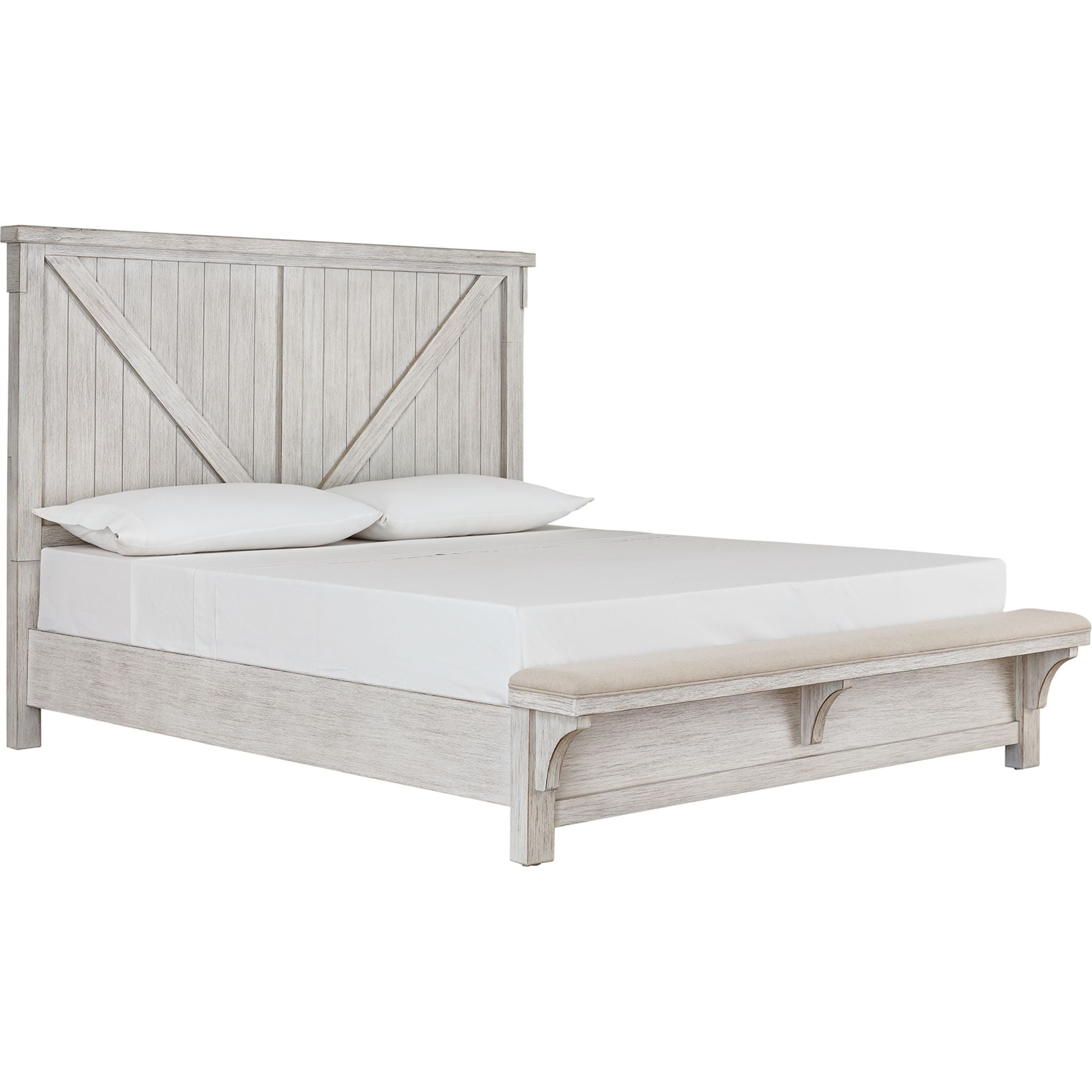 Brashland Panel Bed - Queen Size Wooden Bed Frame with Upholstered Headboard - Modern Bedroom Furniture for Home Decor & Comfortable Sleeping