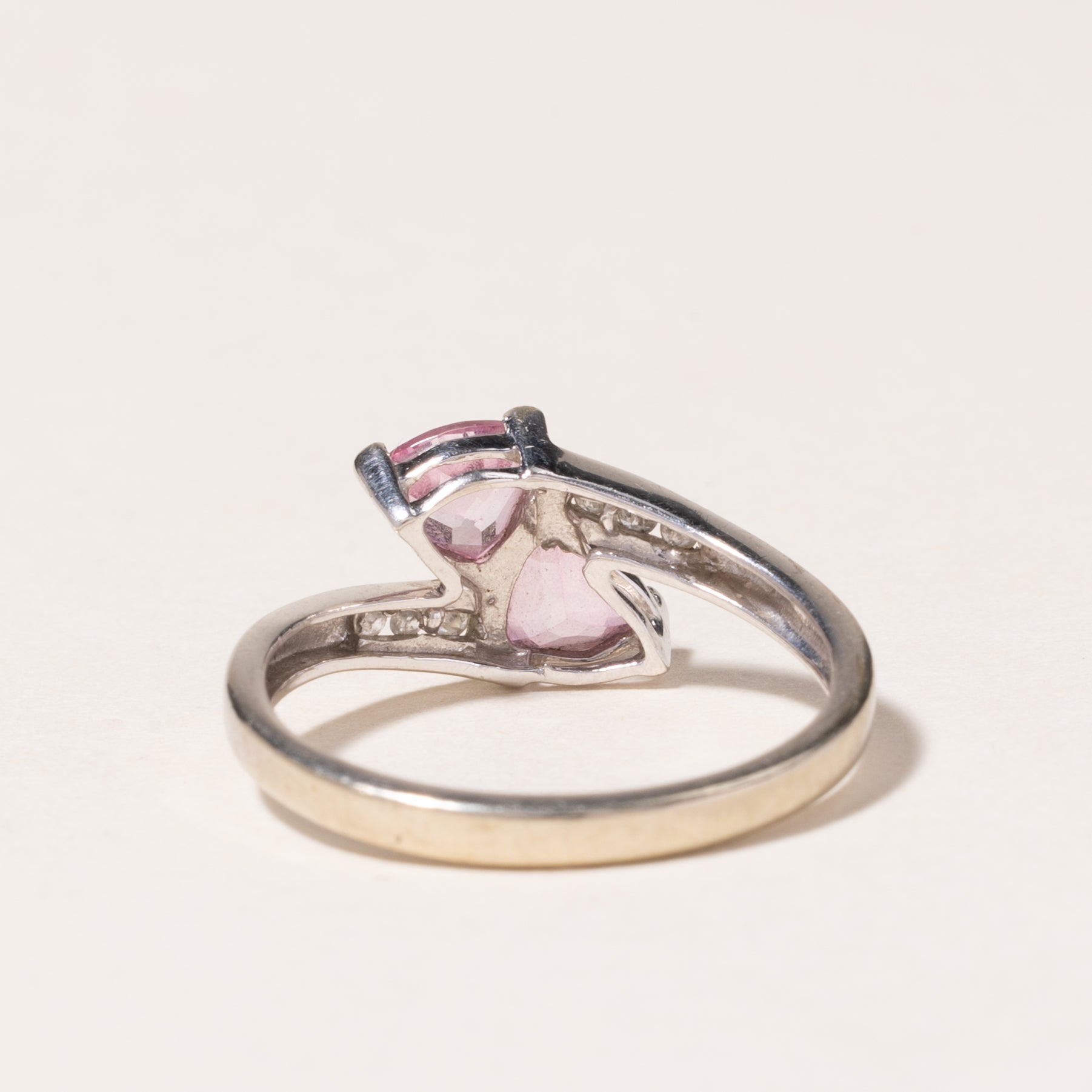 10K White Gold Pink Topaz & Diamond Ring - 1.24ctw Gemstone, 0.03ctw Diamond, Size 6.75 | Elegant Birthstone Jewelry for Women, Perfect for Anniversary, Engagement & Special Occasions
