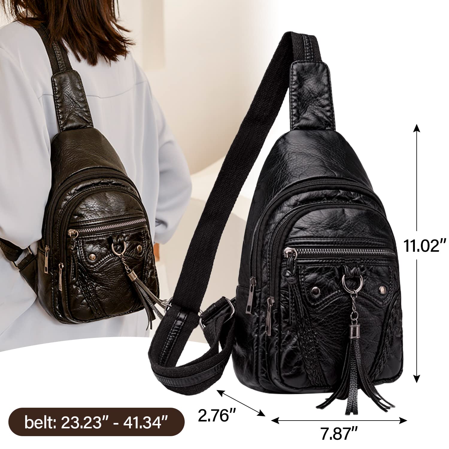 Stylish Waterproof Leather Sling Bag for Women - Crossbody Chest Bag & Fashionable Small Backpack Purse - Perfect for Travel, Hiking, and Everyday Use