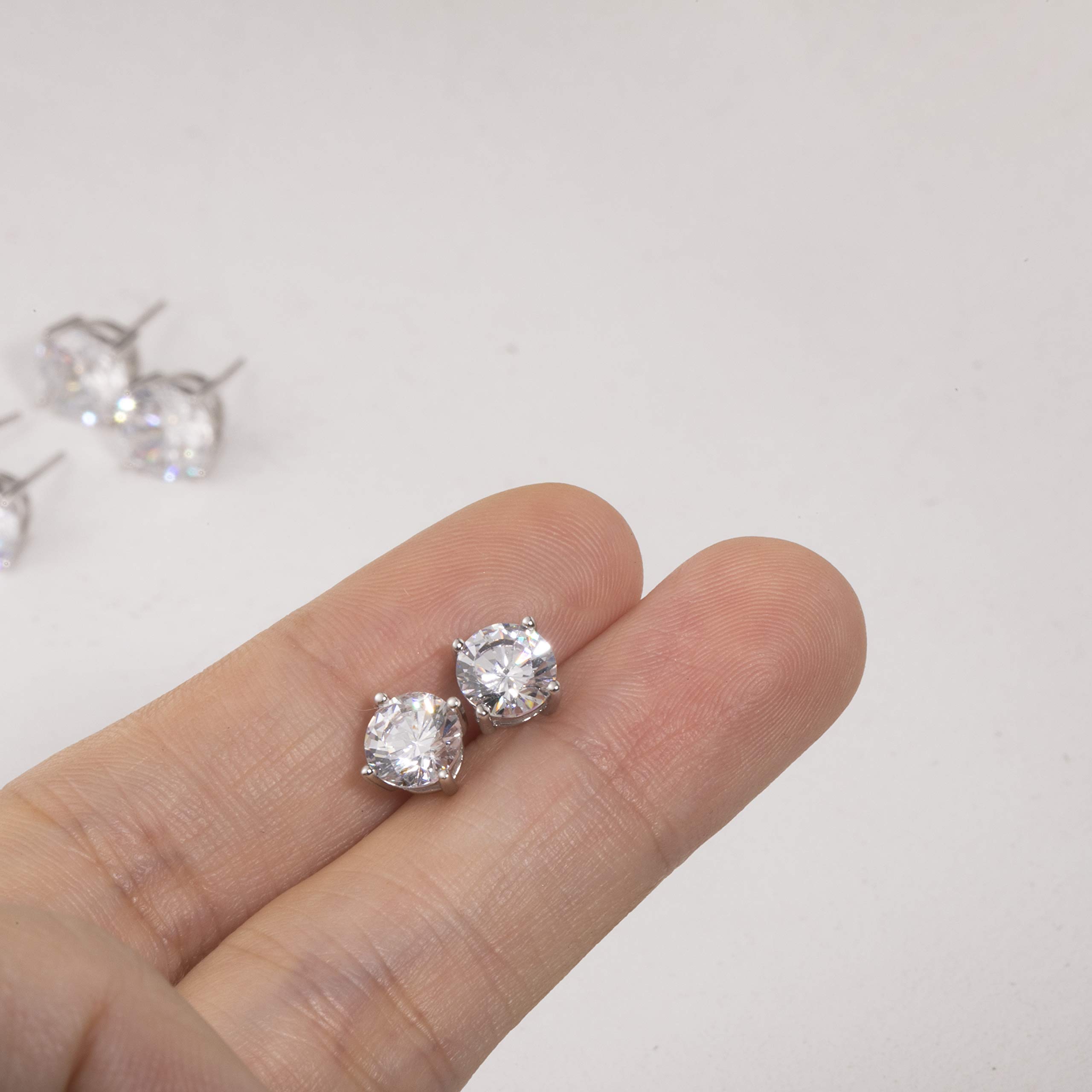 S.Leaf Cubic Zirconia Stud Earrings for Women - Hypoallergenic Sterling Silver Flat Back Earrings with Diamond-Like Sparkle | Perfect for Everyday Wear, Work, Parties & Special Occasions
