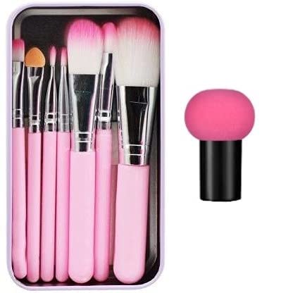 Premium 8-Piece Makeup Brush Set with Mushroom Sponge Blender - Soft Synthetic Bristles for Foundation, Concealer & Powder - Perfect for Professional Makeup Artists & Beginners (Home & Travel Use)