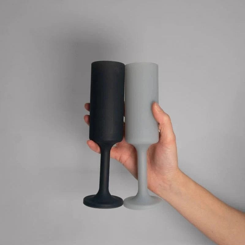 Seff Smoke & Storm Silicone Champagne Flute - Shatterproof Unbreakable Wine Glass for Outdoor Parties, Weddings, Picnics & Poolside Drinks
