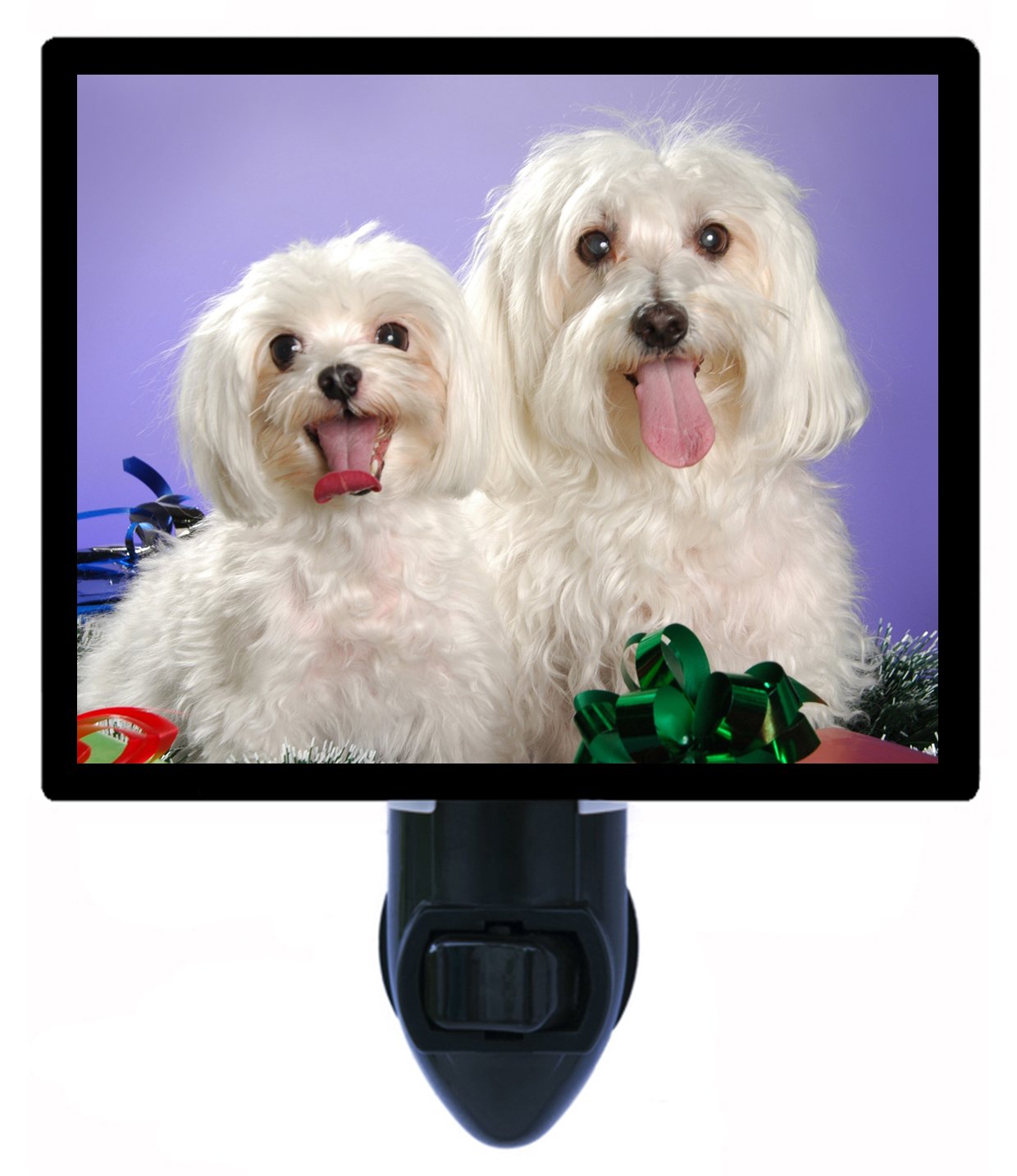 Dog Night Light - Mutt and Jeff Maltese LED Night Light for Bedroom, Nursery, or Pet Room - Soft Glow for Safe Nighttime Navigation
