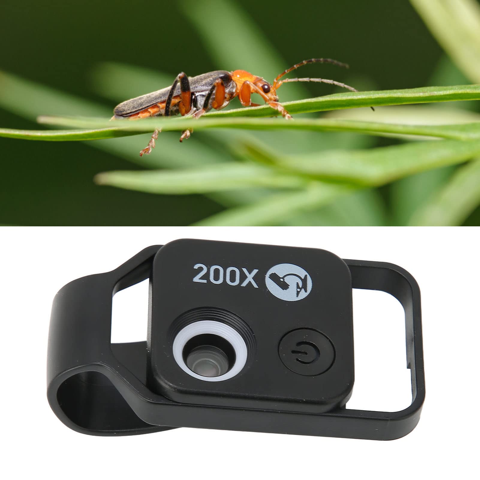 200X Universal Phone Microscope with CPL Lens & LED Light - Portable Pocket Microscope Camera with Phone Clip for Outdoor Exploration, Coin Collecting, Jewelry Inspection & Science Education