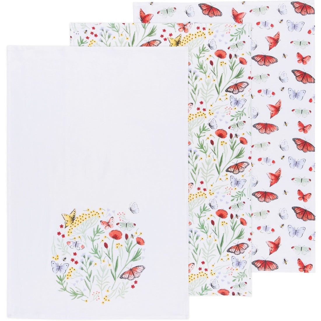 Now Designs Morning Meadow Bakers Floursack Dish Towels - Set of 3 | Soft & Absorbent Kitchen Towels for Baking, Cooking & Cleaning | Eco-Friendly Cotton Dishcloths for Home & Restaurant Use