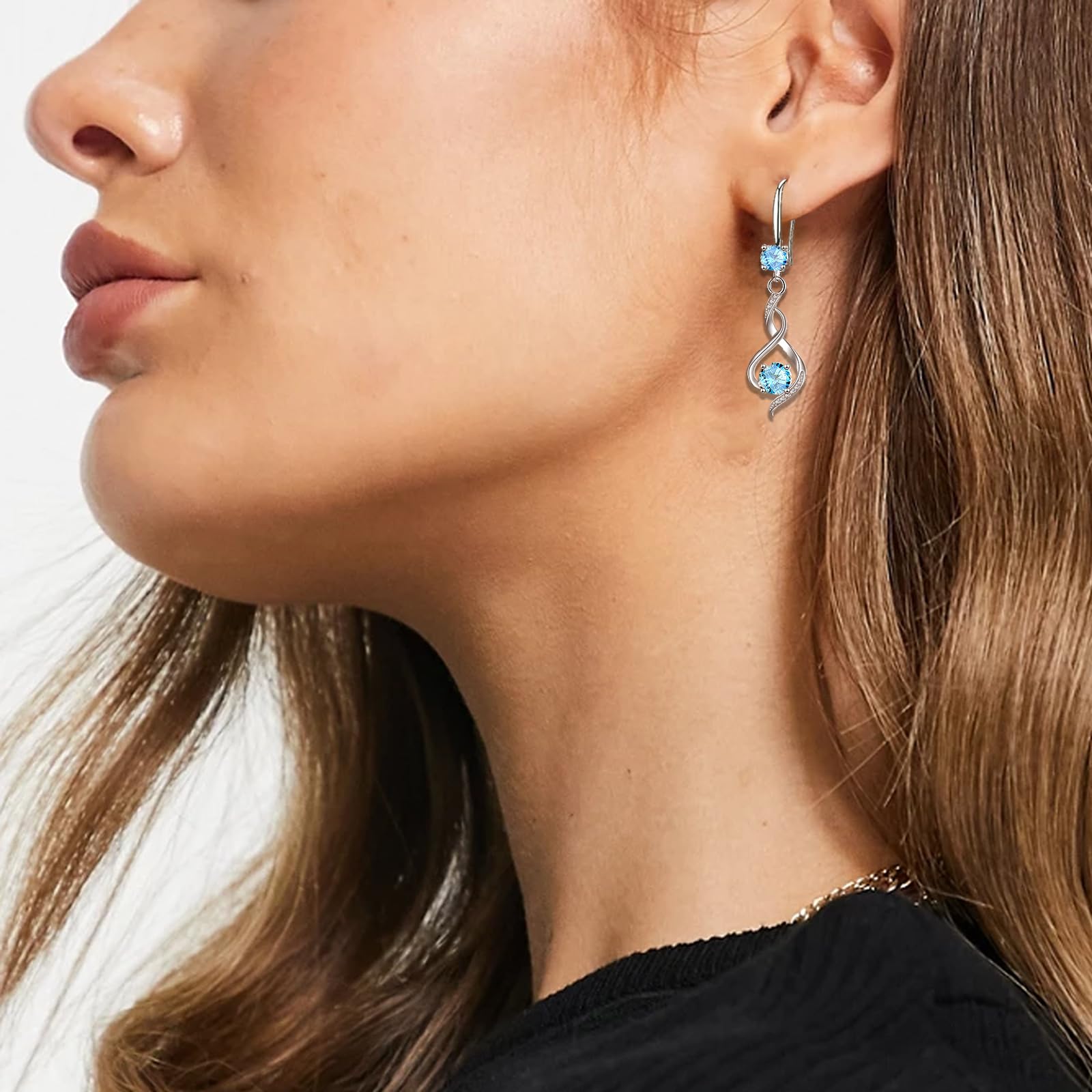 Sterling Silver Dangle Earrings for Women - Hypoallergenic Sparkling Cubic Zirconia Infinity Drop Earrings - Perfect Gift for Birthday, Christmas, Anniversary | Elegant Jewelry for Parties, Weddings & Everyday Wear