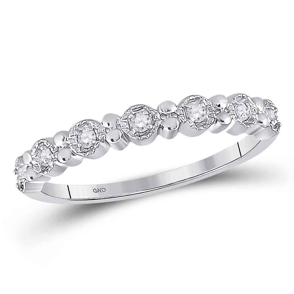 10K White Gold Women's Round Diamond Stackable Band Ring - 1/10 CTTW - Perfect for Stacking, Layering & Everyday Elegance