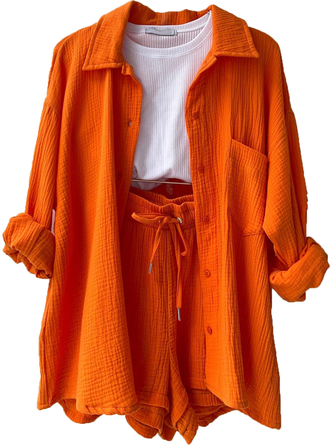 Stylish Texture Button Up Shirt & Drawstring Shorts Set for Men - Casual Summer Outfit for Beach, Travel and Streetwear Fashion
