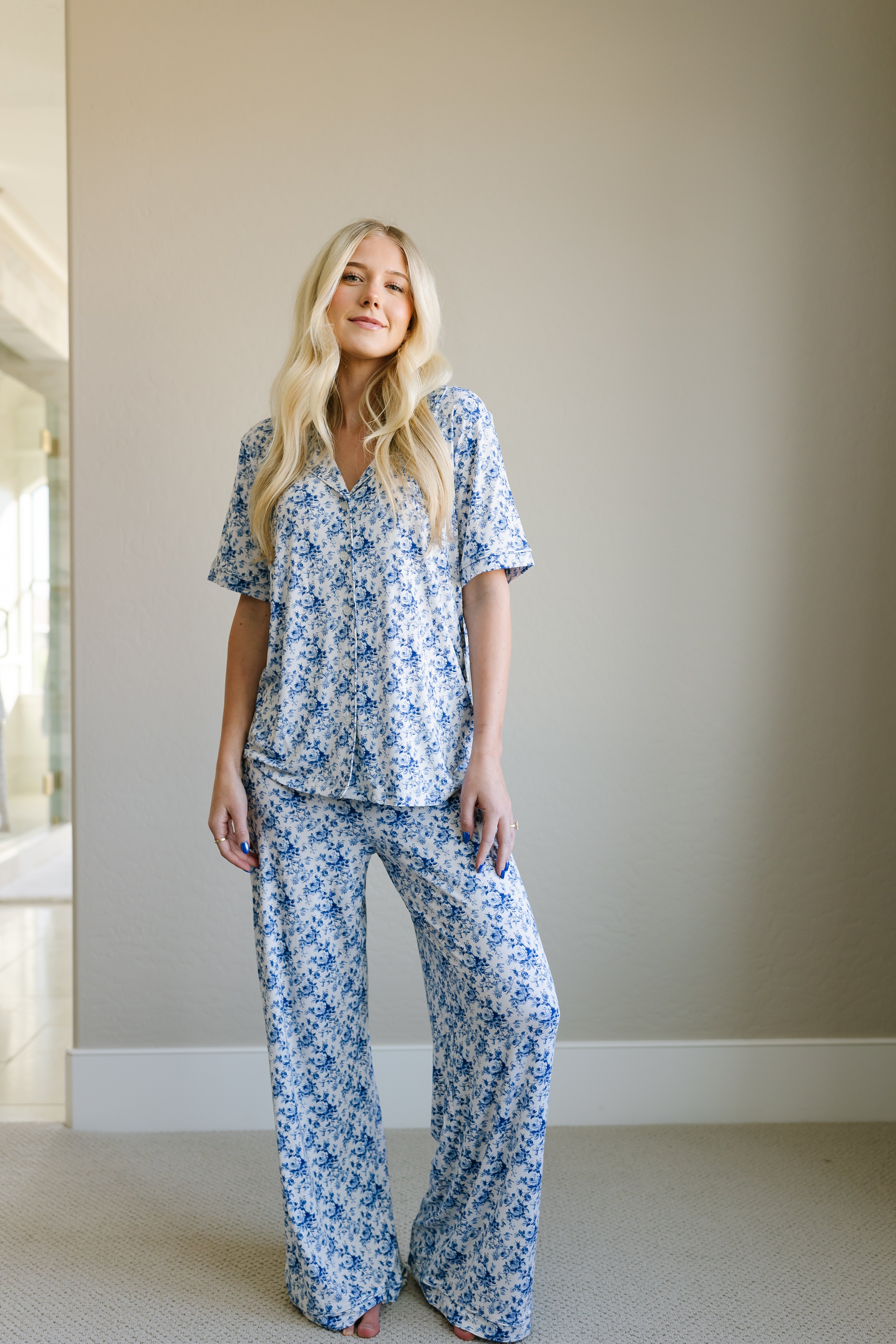 Blue Haven Women's Short Sleeve Pajama Set - Soft Cotton Sleepwear for Summer & Lounge Wear - Perfect for Bedtime, Relaxing at Home, and Sleepovers