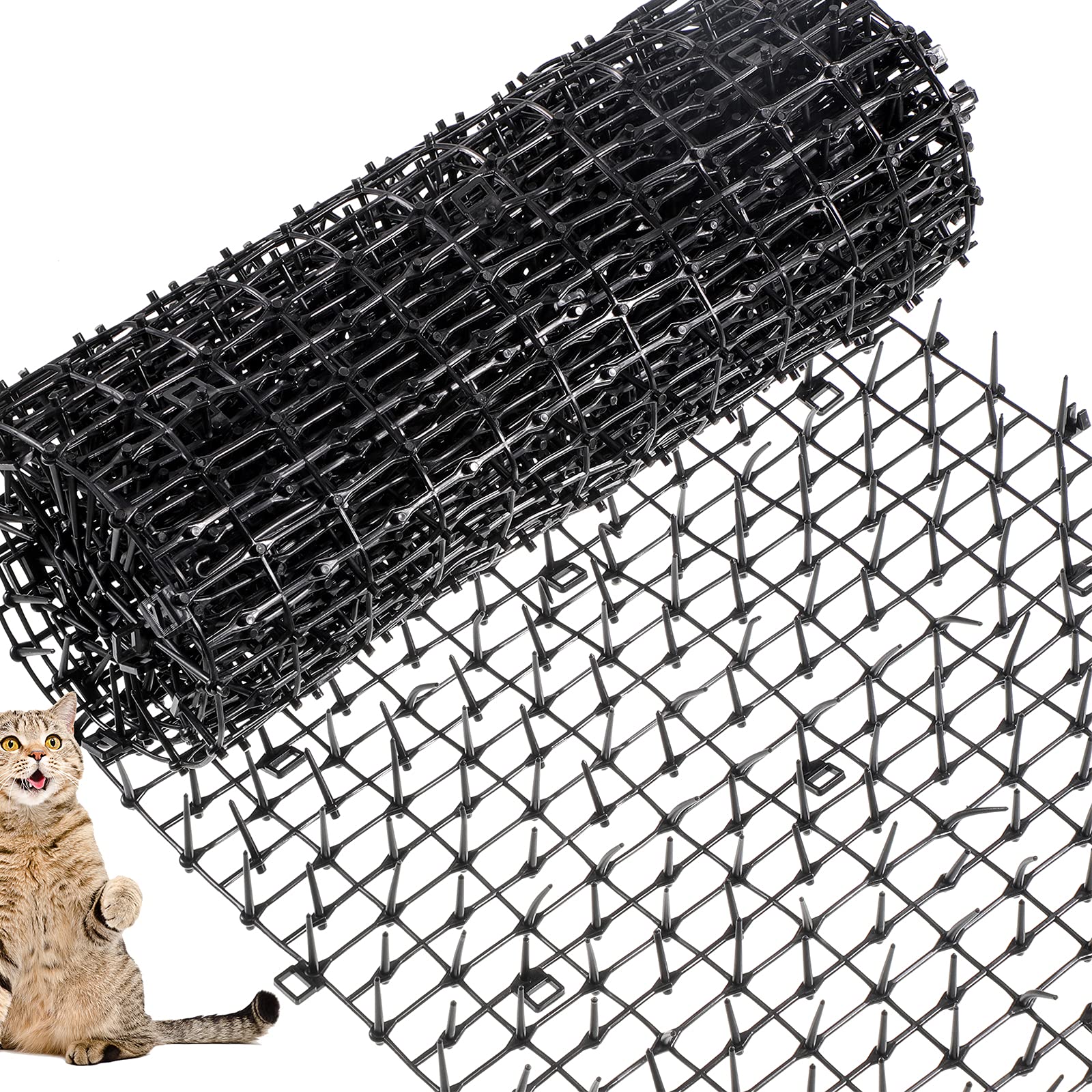 Zopeal 158 x 12 Inch Cat Deterrent Mat - 1 Roll Spiked Pet Training Strips for Indoor/Outdoor Use | Keep Cats & Dogs Off Furniture, Couch, Garden Fence | Durable Anti-Scratch Solution for Sofa Protection & Yard Security