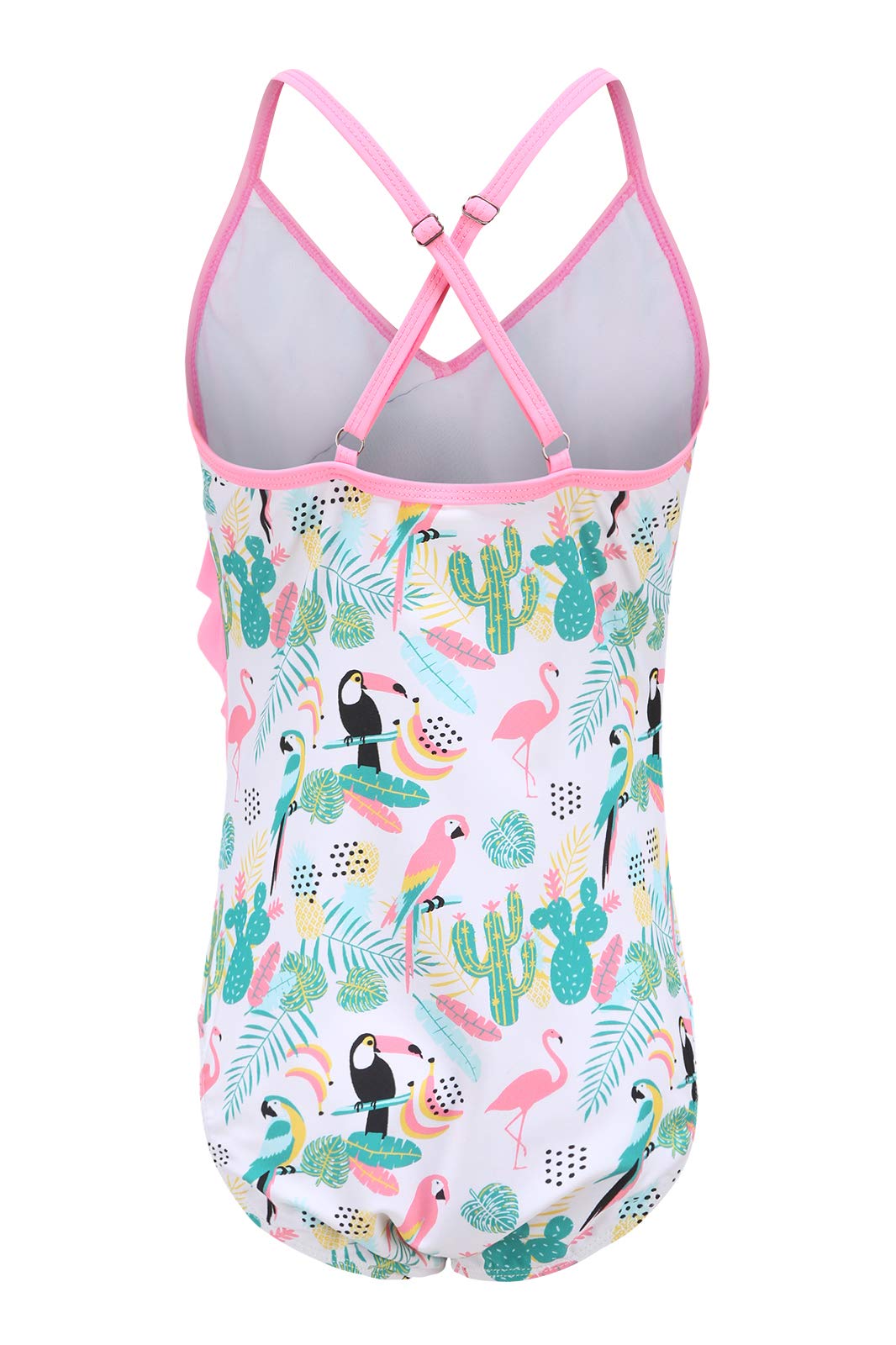 Hawaiian Ruffle One Piece Swimsuits for Girls - Cute Beach Bathing Suit for Summer Pool Party & Vacation
