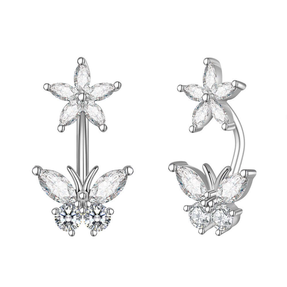 Vibrant Enamel Butterfly Belly Button Rings | WH2797 - Stylish Body Jewelry for Summer Outfits & Beach Parties