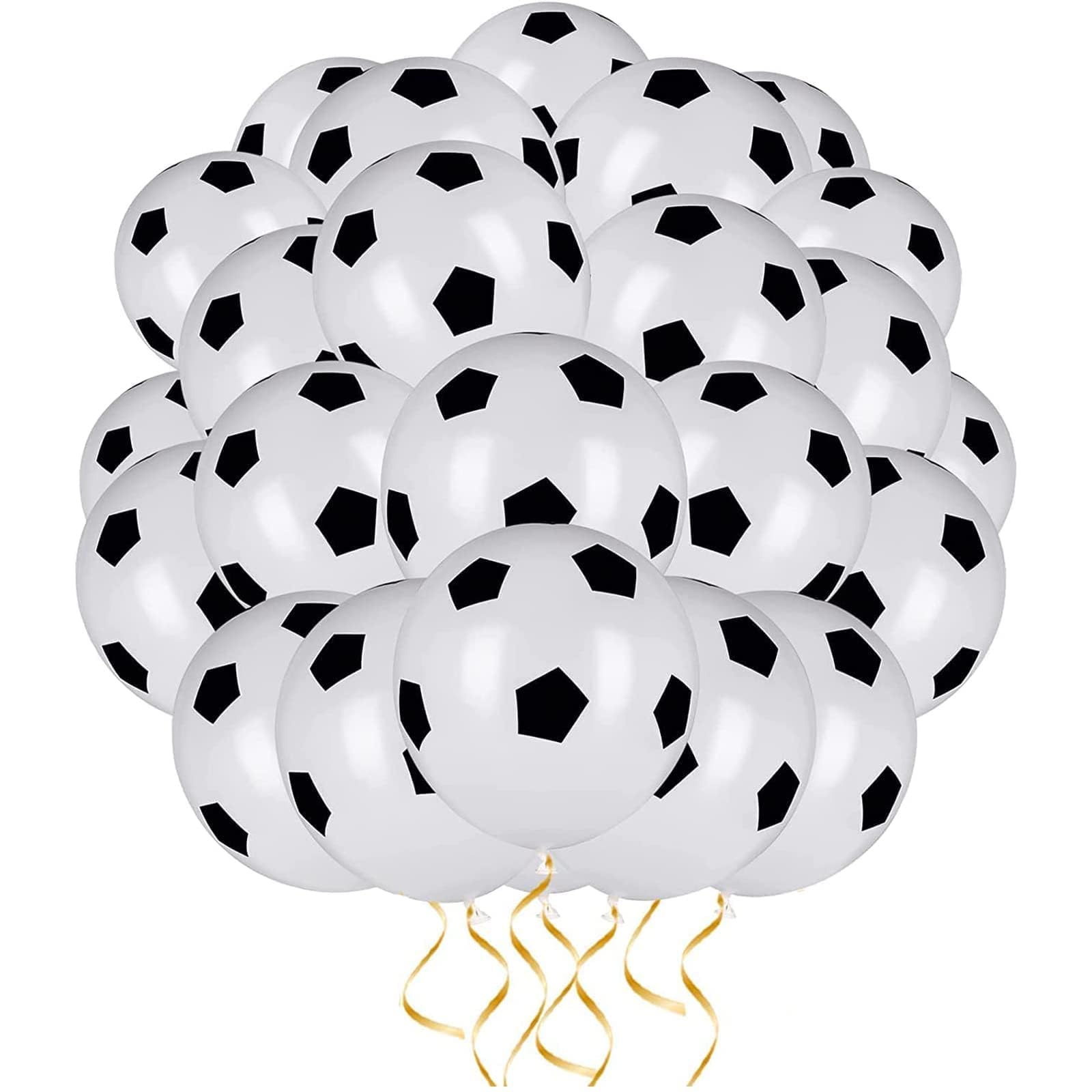 JEOPKO 24-Pack Black & White Soccer Balloons - 12 Inch Football Party Decorations for Sports Theme Birthday, Baby Shower & Game Day Celebrations - Perfect for Soccer Fans & Team Spirit Events