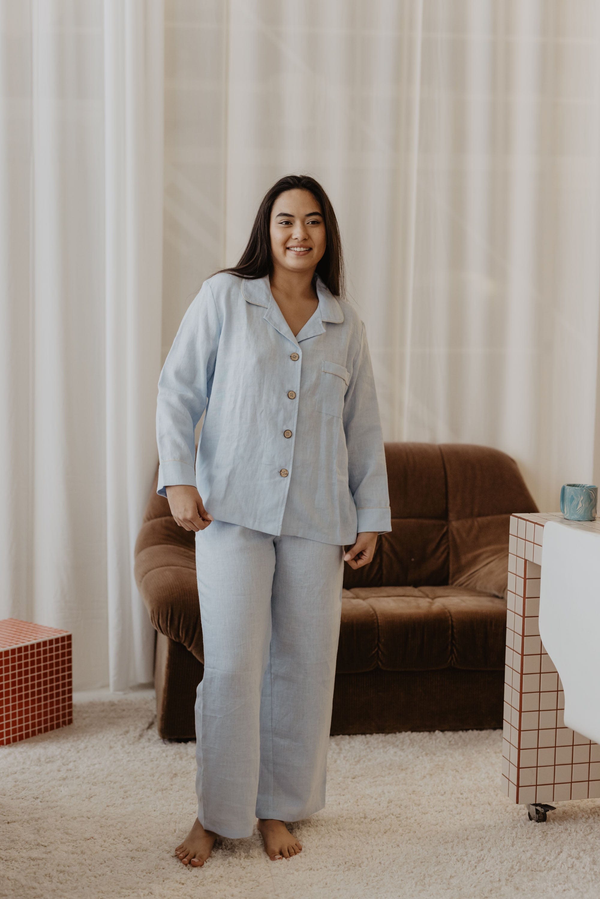 Pilantis Women's Linen Pajama Set - Soft & Breathable Sleepwear in Multiple Colors | Perfect for Summer Nights & Relaxing at Home