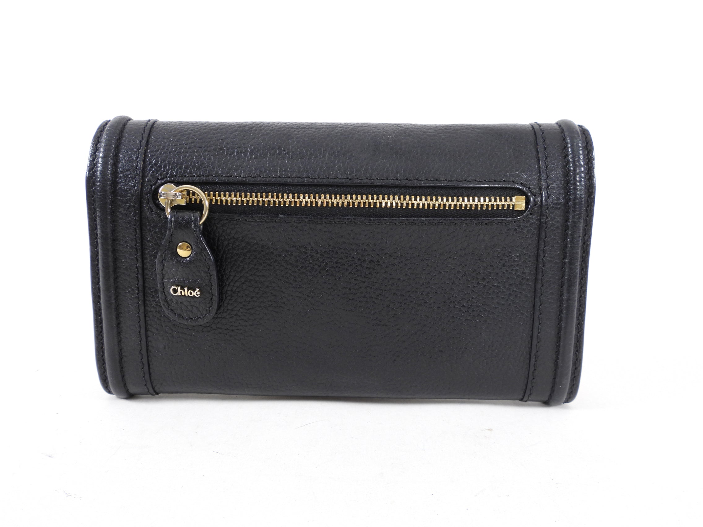 Chloe Paraty Black Leather Continental Wallet for Women - Luxury Designer Wallet for Everyday Use & Travel