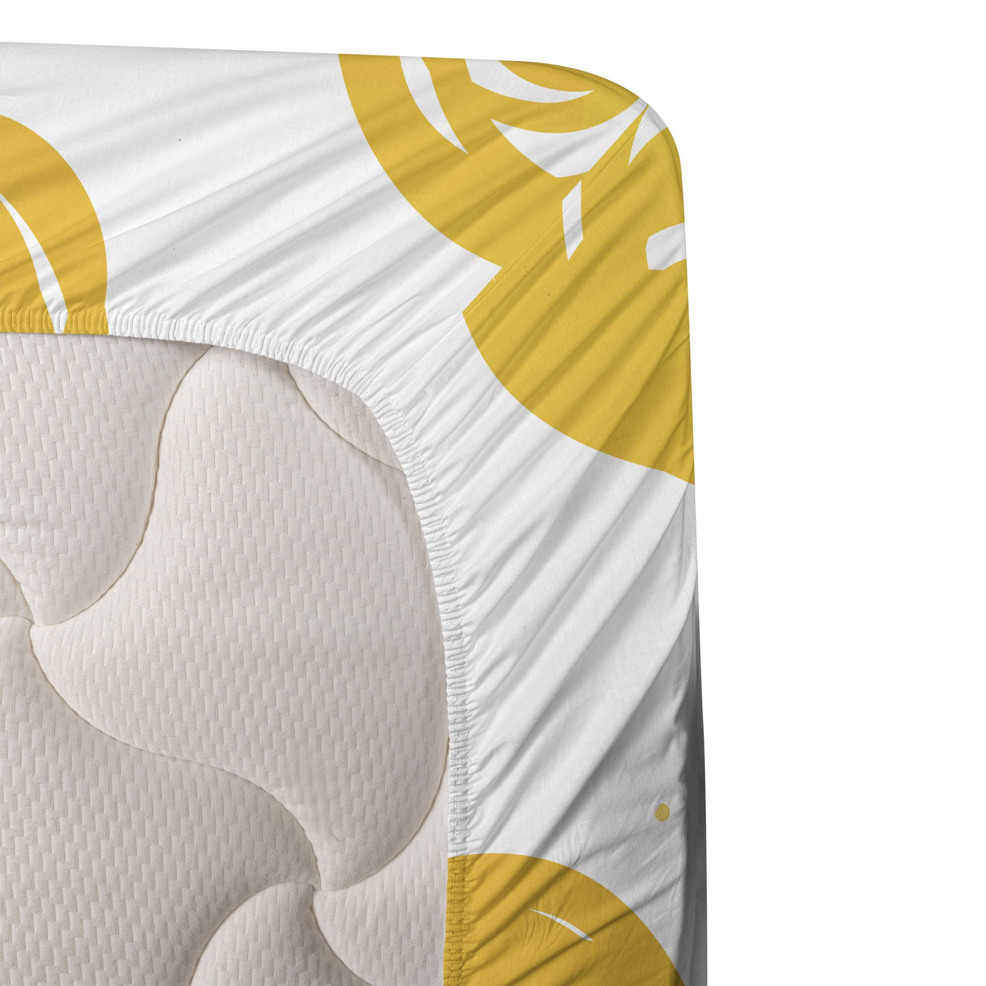 Ambesonne No Stress Relax Phrase Bed Sheet Set - 4 Piece King Size with Fitted Sheet, Flat Sheet & Pillowcases - Vibrant Earth Yellow Orange Speech Bubble Design - Perfect for Stress Relief, Home Decor & Cozy Bedroom Retreat