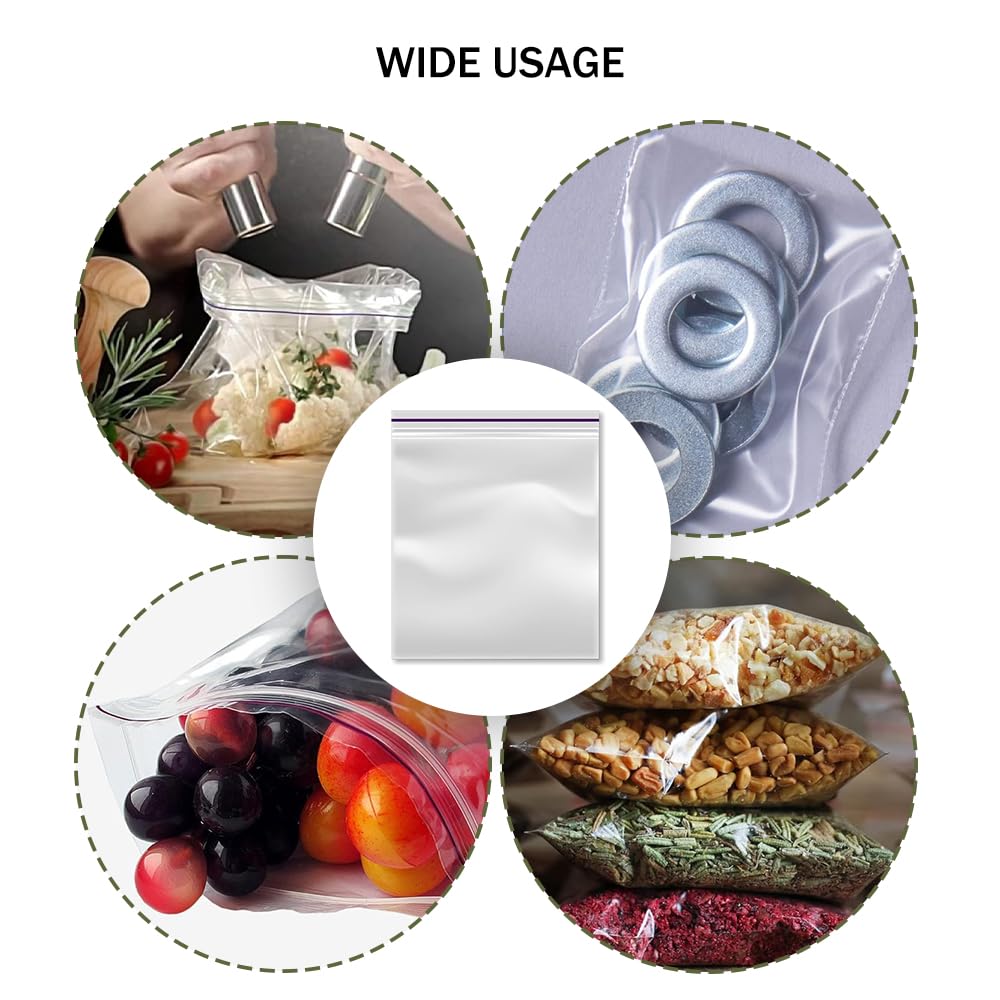 4x5 Inch Clear Resealable Zip Lock Poly Bags - 2 Mil Thick Small Plastic Zipper Bags (Pack of 100) for Food Storage, Crafts, Jewelry & Small Parts Organization