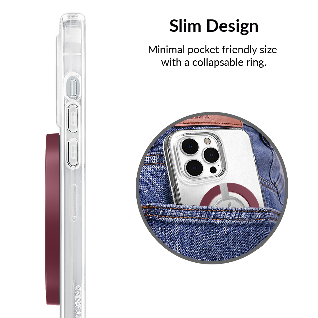 Original Burgundy 1990 MagSafe Grip Ring - Compatible with iPhone 12/13/14 Series - Anti-Slip Phone Holder for Car, Gym & Everyday Use