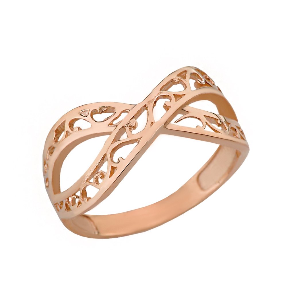 10K Rose Gold Women's Infinity Ring - Elegant Filigree Design, Durable & Hypoallergenic - Perfect for Anniversary, Wedding, Engagement & Everyday Wear