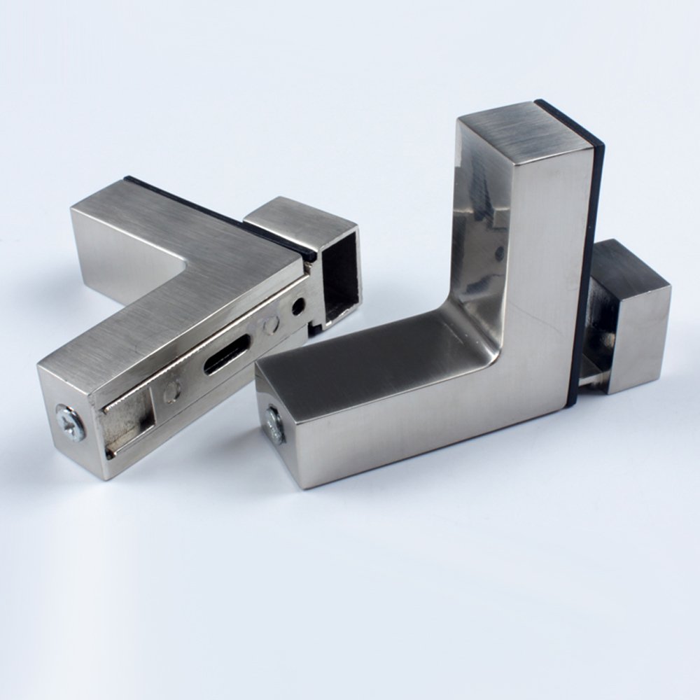 Staircase Glass Clamp Brackets - 2 Pack Brushed Nickel Stair Handrail Holders for Modern Glass Stairs - Perfect for Home, Office, and Commercial Staircase Installation