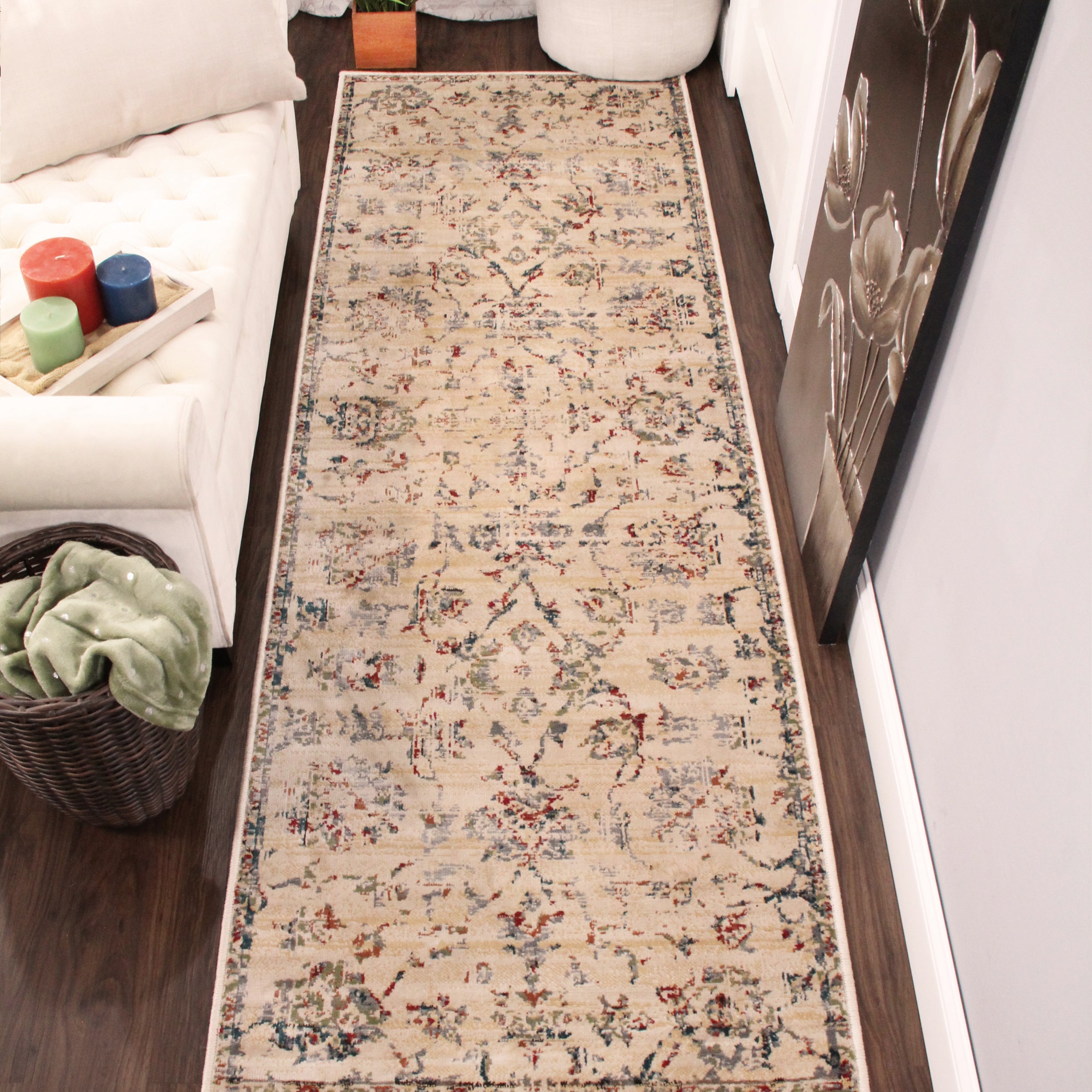 Basilio Modern Farmhouse Medallion Indoor Area Rug - Soft Non-Slip Living Room Carpet for Bedroom, Dining Room & Home Decor