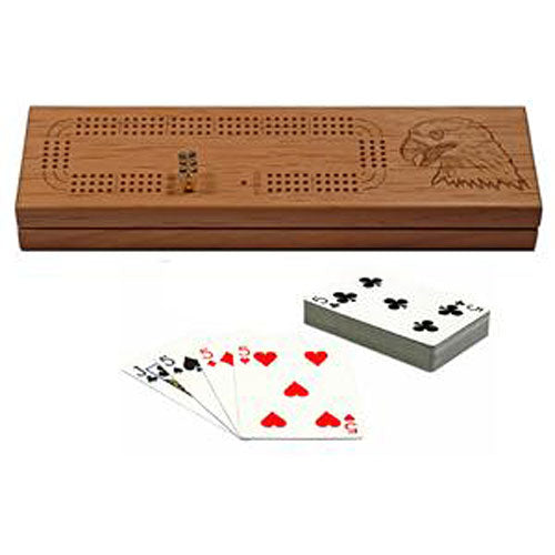 3-Track Cribbage Board with Storage Drawer - Portable Wooden Game Set for Family Game Nights, Travel & Camping