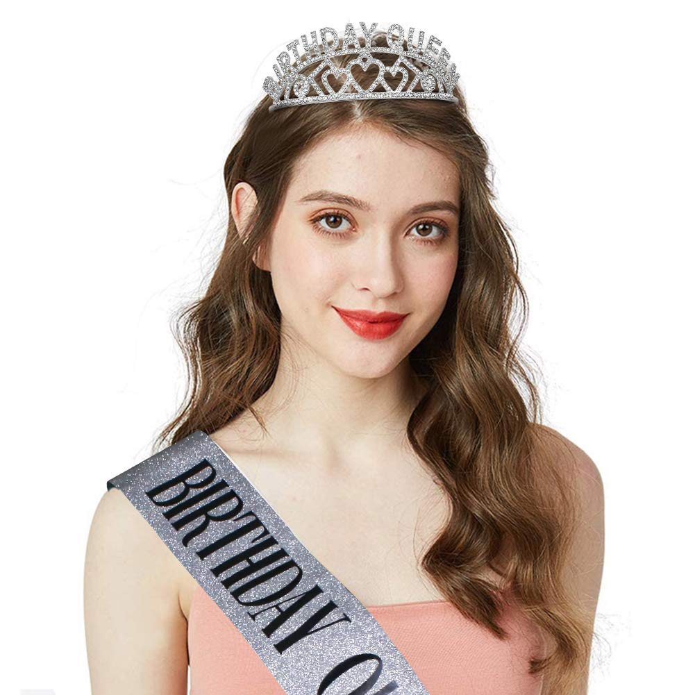 COCIDE Girls Birthday Sash & Women's Tiara Crown Set - Rhinestone Headband, Crystal Hair Accessories for Birthday Parties, Cake Toppers & Special Occasions | Perfect Gift for Her, Bridal Shower & Princess-Themed Events