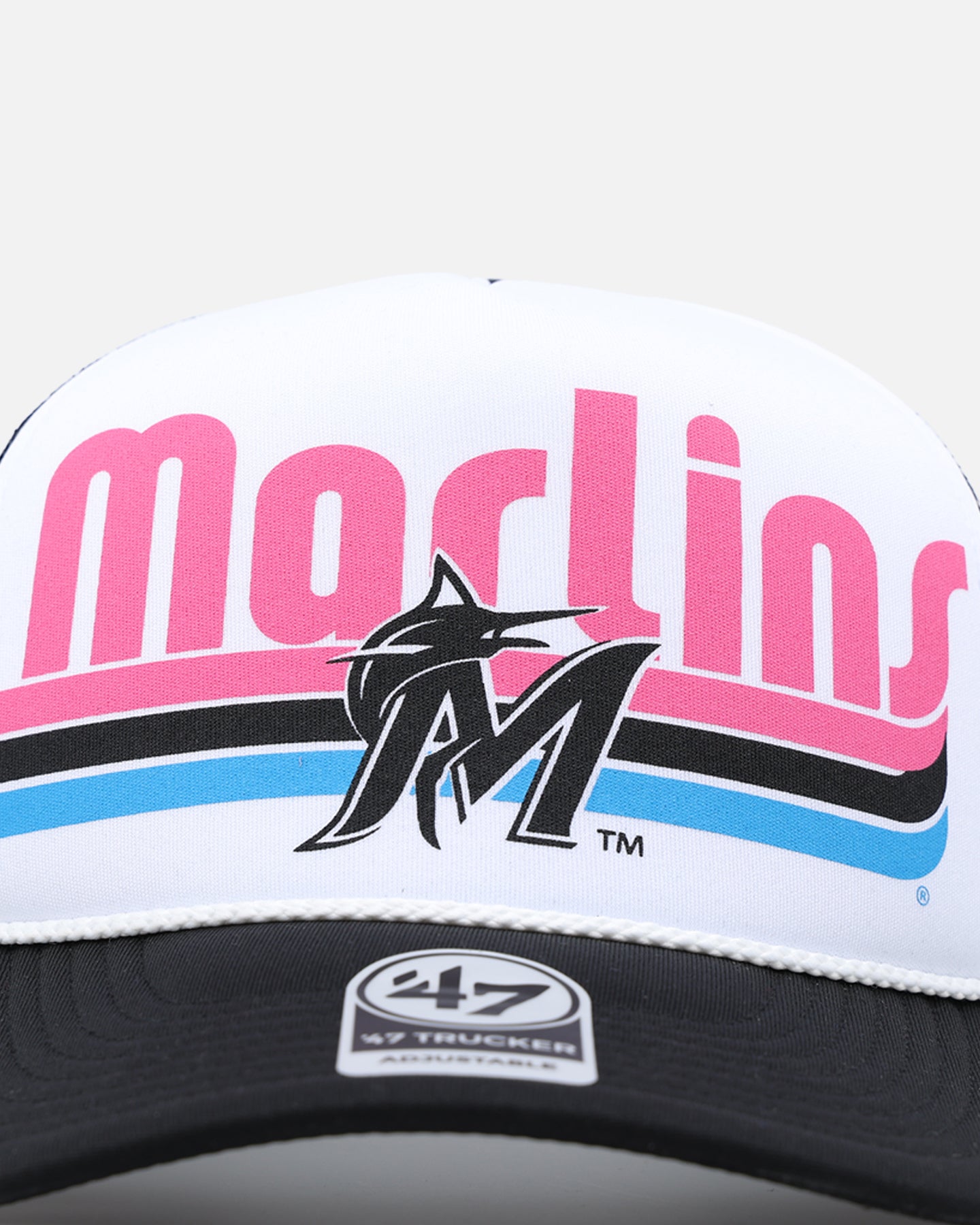 47 Brand Miami Marlins '47 Region Foam Trucker Snapback Black Hat - Adjustable Snapback Cap for Baseball Fans, Streetwear & Casual Outfits