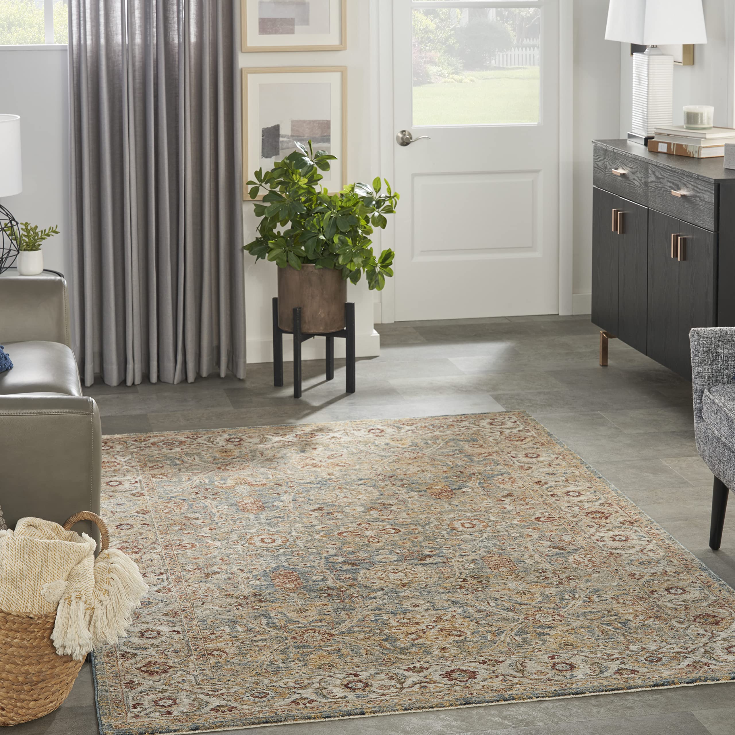 Nourison Petra Traditional Persian Vintage Blue 5'3