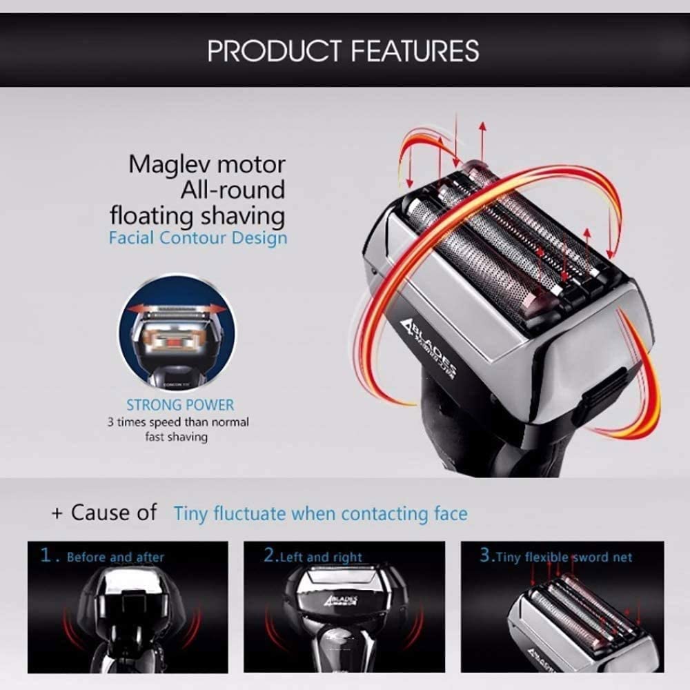 Electric Shaver for Men - Rechargeable Wet & Dry Foil Shaver with Precision Trimmer, Cordless Razor for Smooth Shaving, Washable & Travel-Friendly (Black) - Perfect for Home, Travel & Daily Grooming