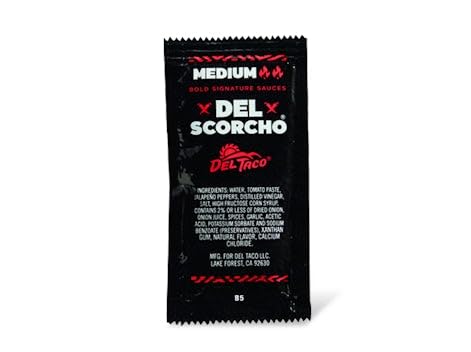 Doofie Deals Del Taco Hot Sauce Packets - Del Scorcho Flavor - 20 Count (Perfect for Tacos, Nachos & Mexican Food Lovers)