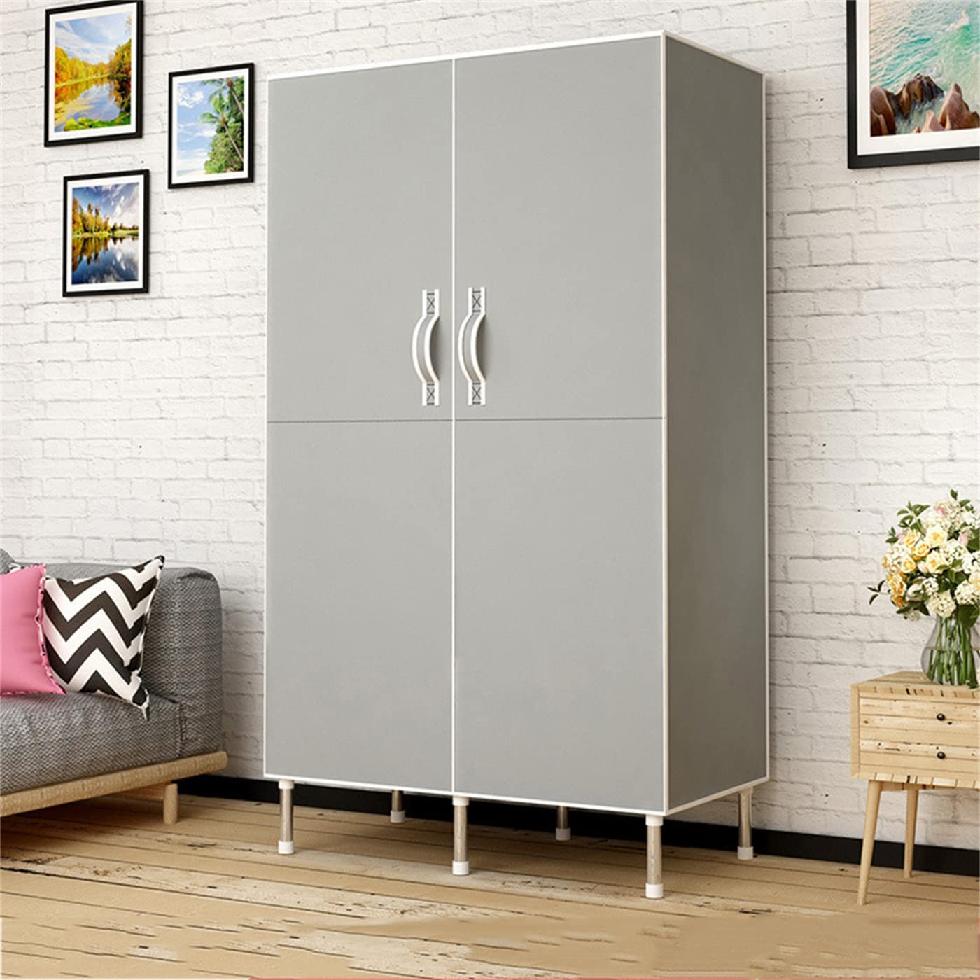 K-COON Portable Wardrobe Closet - Extra Sturdy 20mm Frame with Mesh Shelves & Door | Non-Woven Fabric Clothes Storage Organizer | Perfect for Small Spaces, Dorm Rooms & Temporary Closets