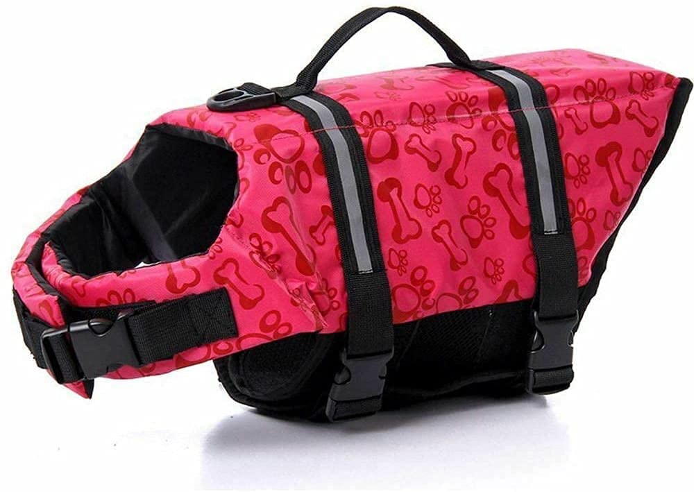 **Dog Life Jacket for Small & Medium Dogs - Adjustable Pet Life Vest with Reflective Stripes, High Buoyancy Swimsuit & Rescue Handle (Pink) - Perfect for Swimming, Boating & Water Safety**