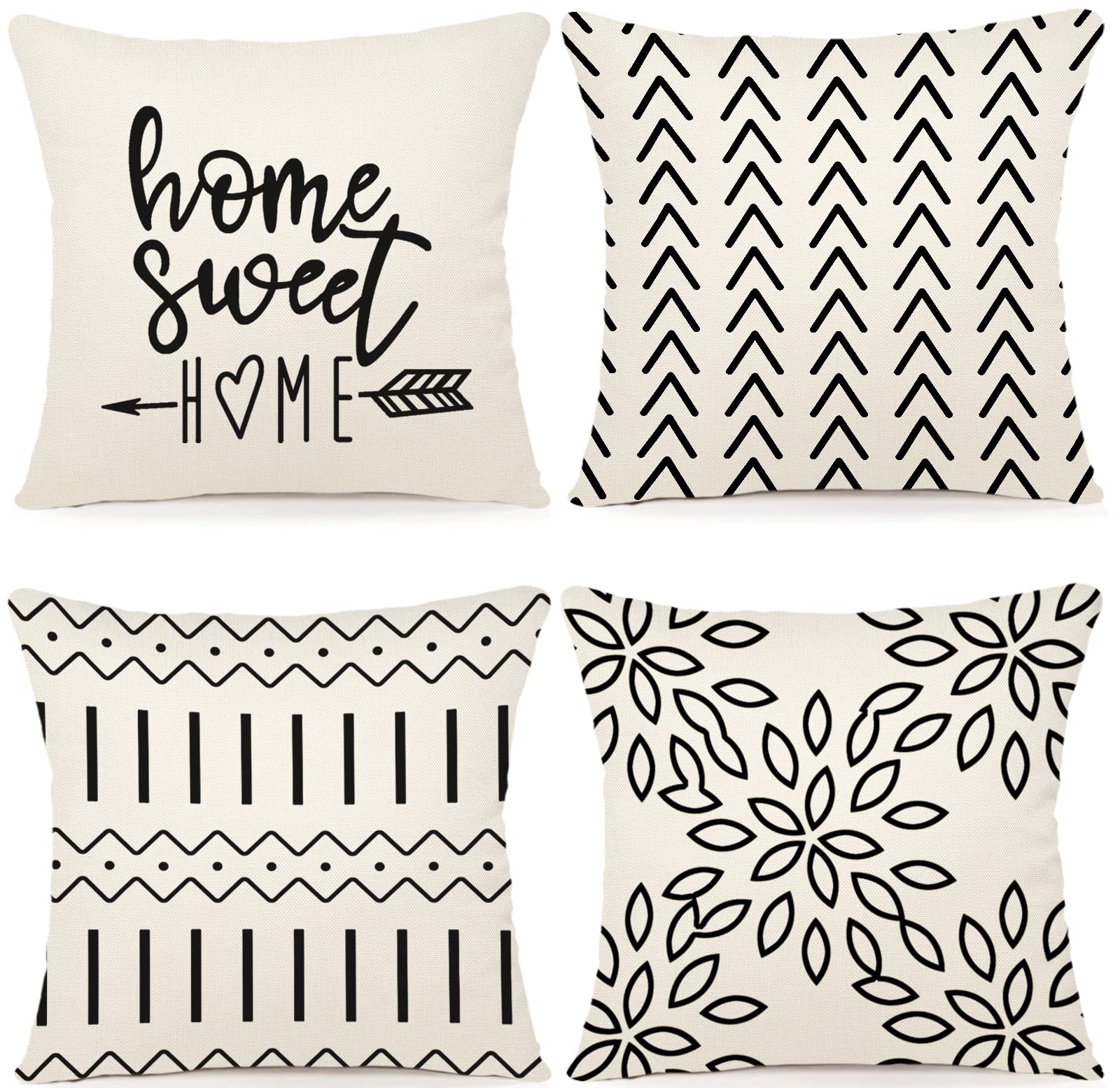 YCOLL 20x20 Inch Set of 4 Linen Pillow Covers - Modern Decorative Throw Pillow Cases for Sofa, Couch, Bed & Car - Breathable Outdoor Fabric - Cream Color - Perfect for Living Room, Bedroom & Patio Decor