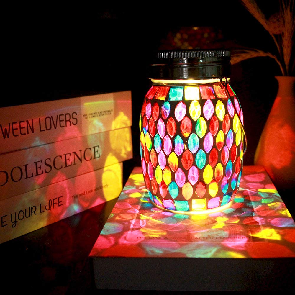 Rechargeable Waterproof Solar Mosaic Hanging Lanterns - Outdoor Decorative LED Table Lamps for Garden, Patio, Backyard & Pathway Lighting | Solar-Powered Night Lights for Parties, Weddings & Home Decor