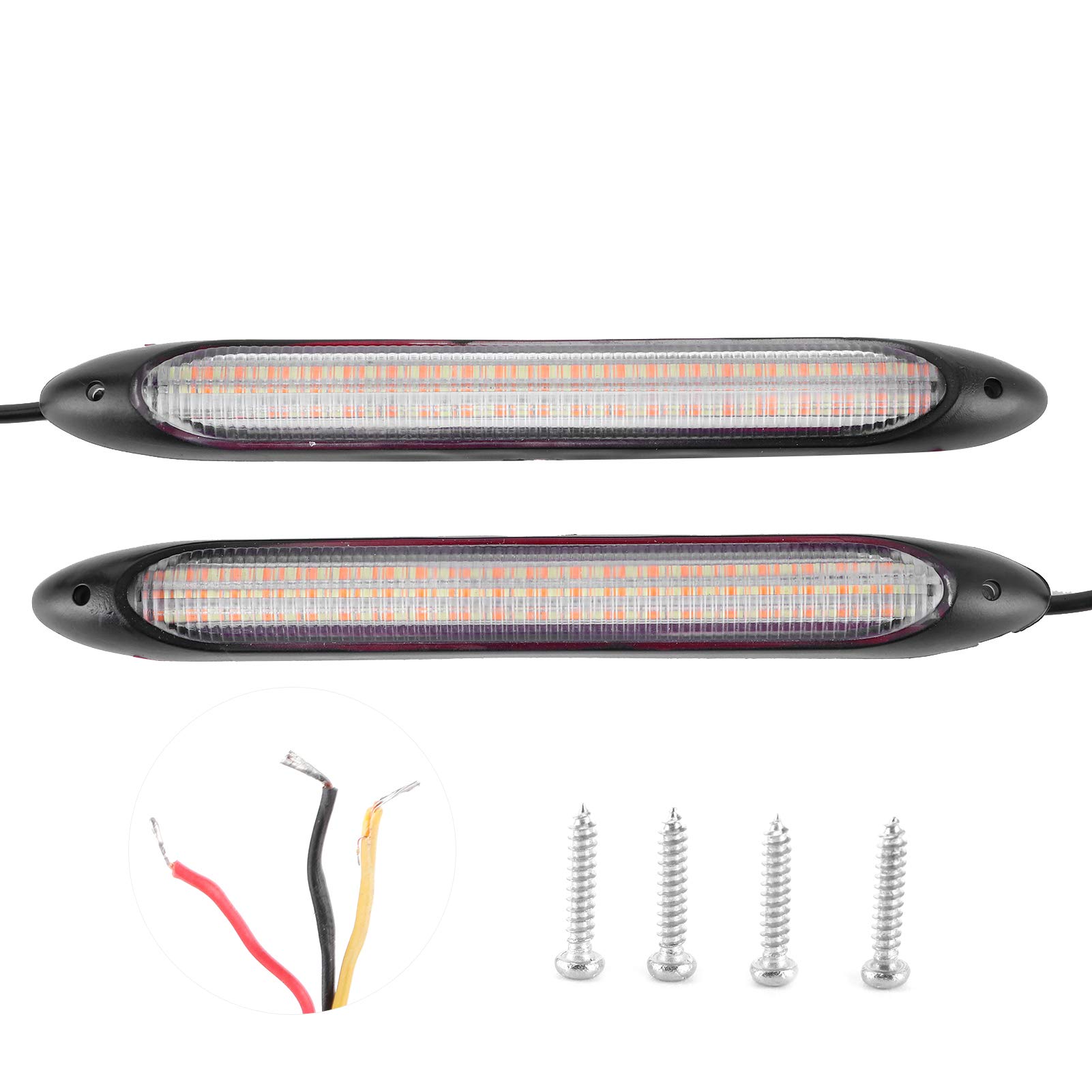 High-Quality Car LED DRL Daytime Running Lights with Turn Signal - 1 Pair (15.5CM) White & Yellow Waterproof LED Light Strips for Enhanced Visibility & Safety | Perfect for Cars, Trucks & SUVs