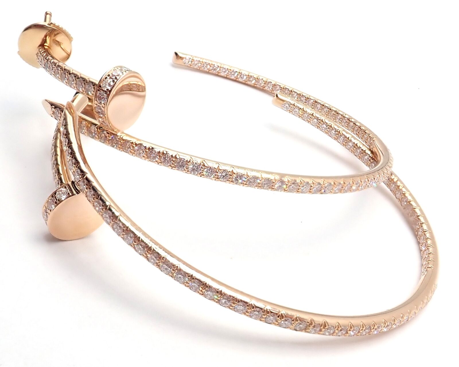 Authentic Cartier Juste un Clou 18k Rose Gold Diamond Hoop Earrings - Luxury Jewelry for Women, Perfect for Weddings, Parties & Special Occasions