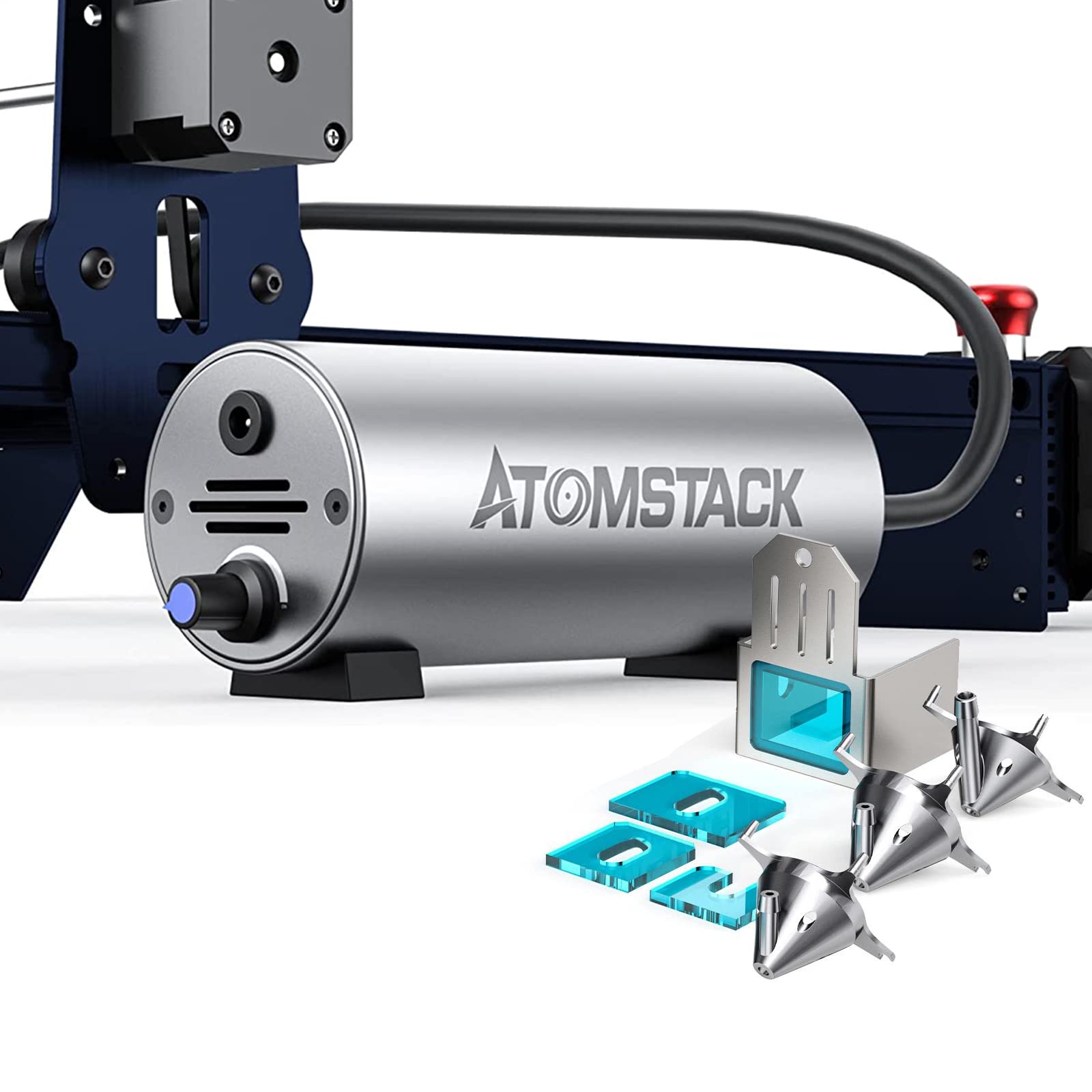ATOMSTACK Air Assist Kit for Laser Engravers - Compatible with ATOMSTACK S10 PRO/X7 PRO/A10 PRO/A5 PRO - 10-30L/Min Airflow for Smoke & Dust Removal - Low Noise & Easy Assembly - Silver (F30) - Perfect for Wood Engraving, Acrylic Cutting & DIY Craft Projects