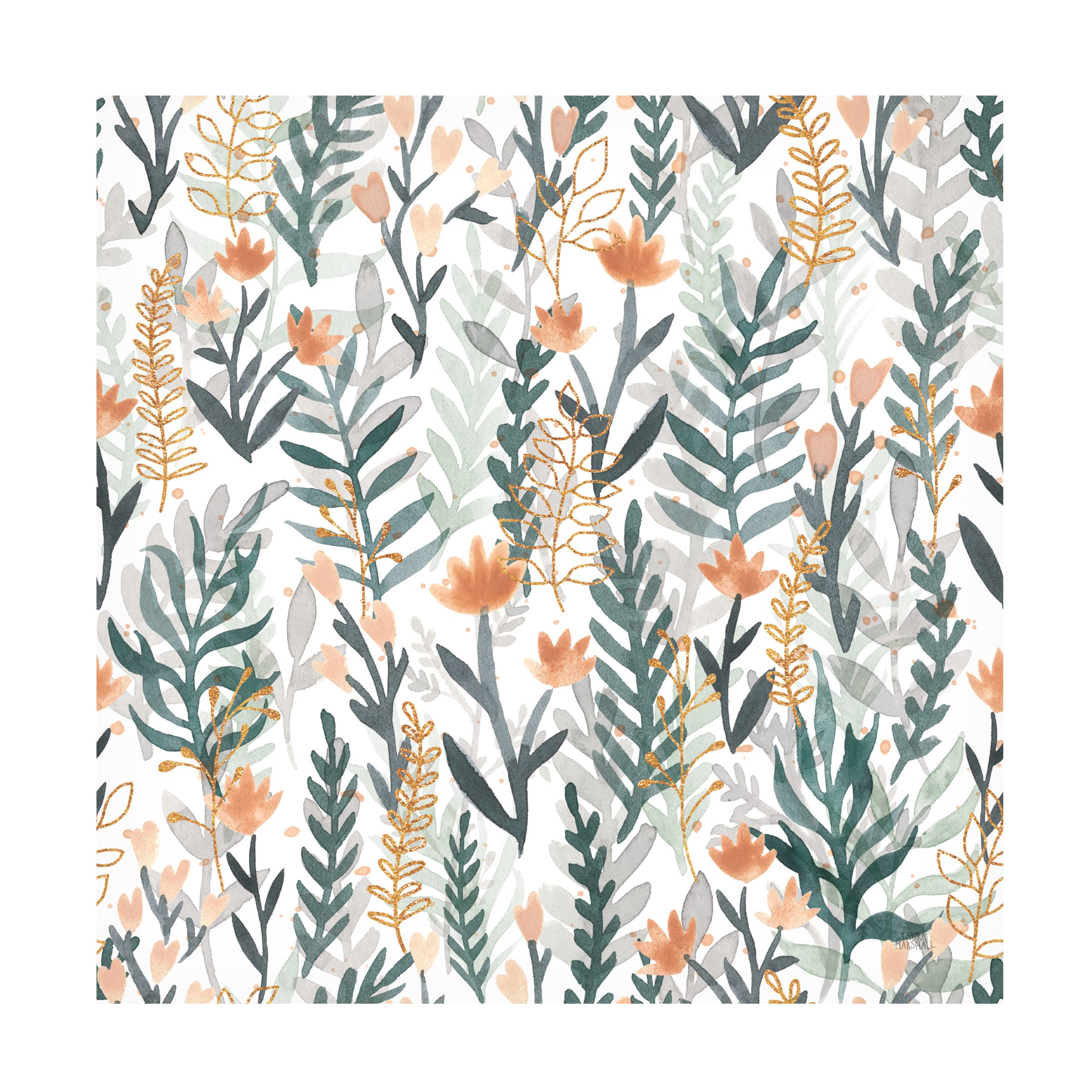 Laura Marshall 'Spring Blooms Pattern I' Canvas Wall Art - Floral Home Decor for Living Room, Bedroom & Office