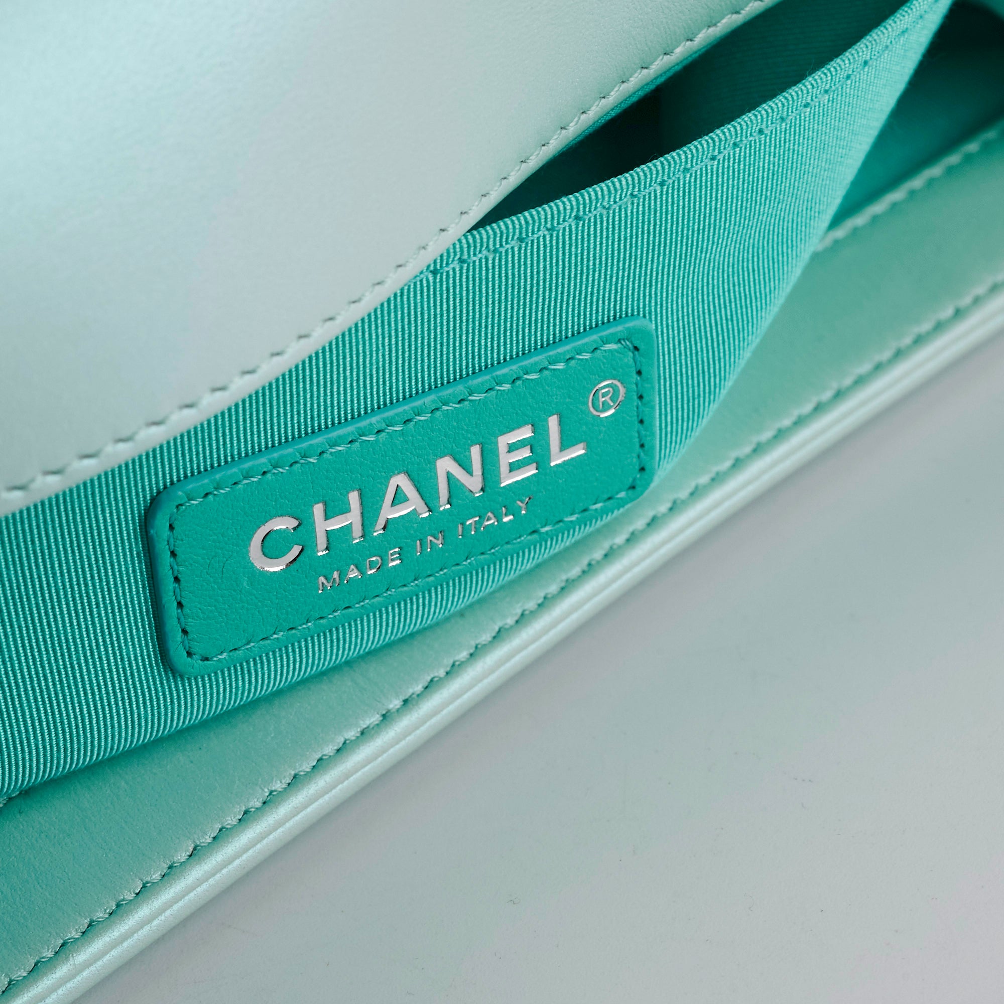 Chanel Medium Boy Bag Iridescent Celeste Blue - Luxury Designer Handbag for Women | Perfect for Evening Parties, Weddings & Special Occasions