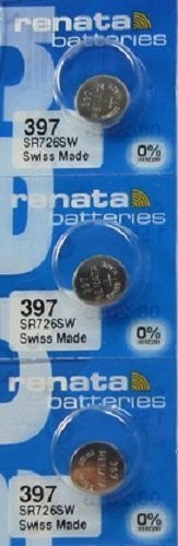 Renata 397 Silver Oxide Watch Battery - 3 Pack, 1.55V LR66 Equivalent, Mercury-Free & Long-Lasting Power for Watches, Calculators & Small Electronics - Perfect for Timekeeping Devices and Precision Instruments
